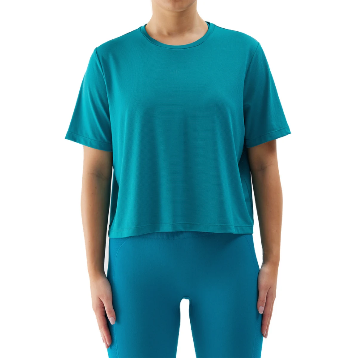 Dámské tréninkové tričko s krátkým rukávem 4F TSHIRT FNK-WSS24TFTSF709-35S-TURQUOISE · záber 2