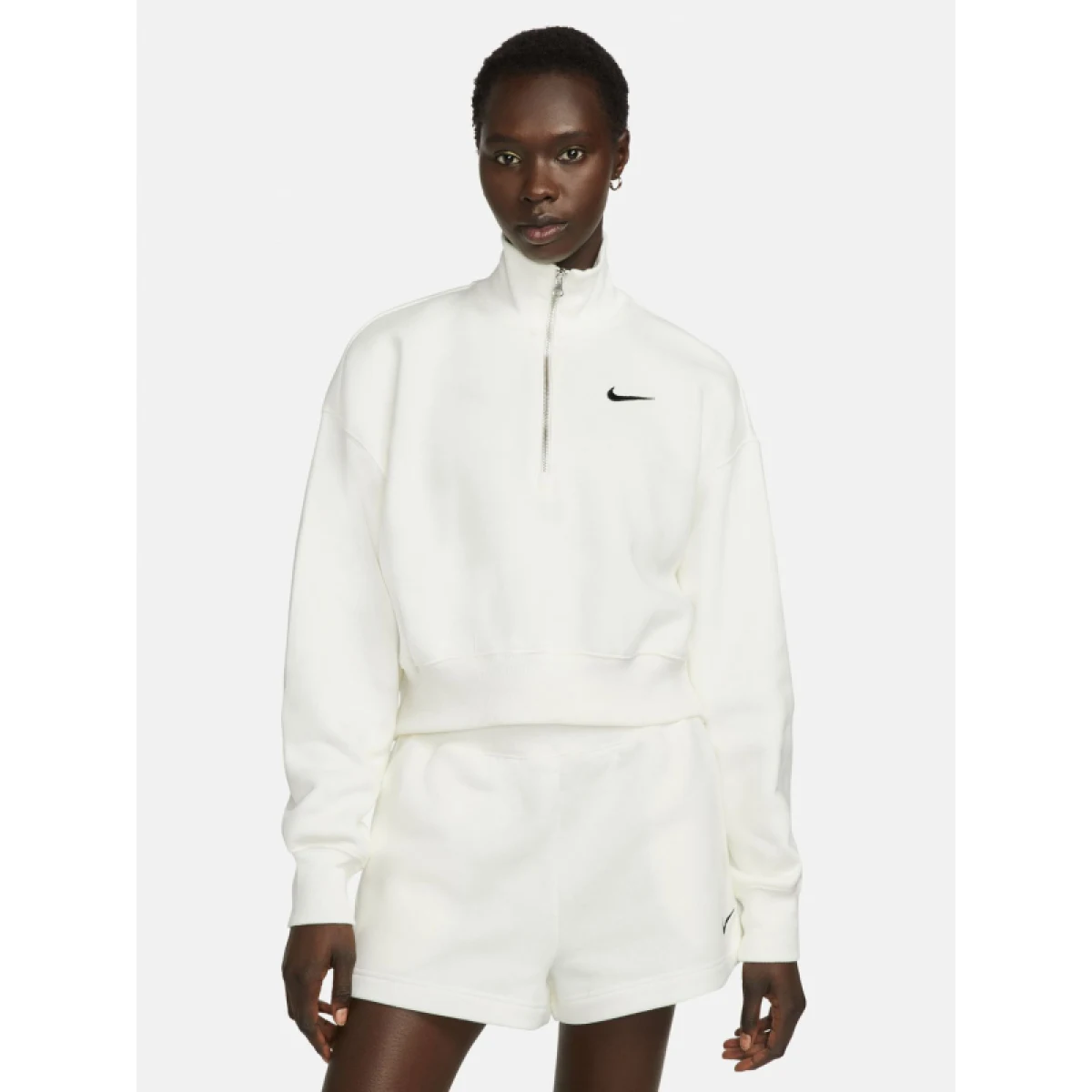 Dámska mikina s 1 2 zipsom NIKE W NSW PHNX FLC QZ CROP SAIL BLACK · záber 5