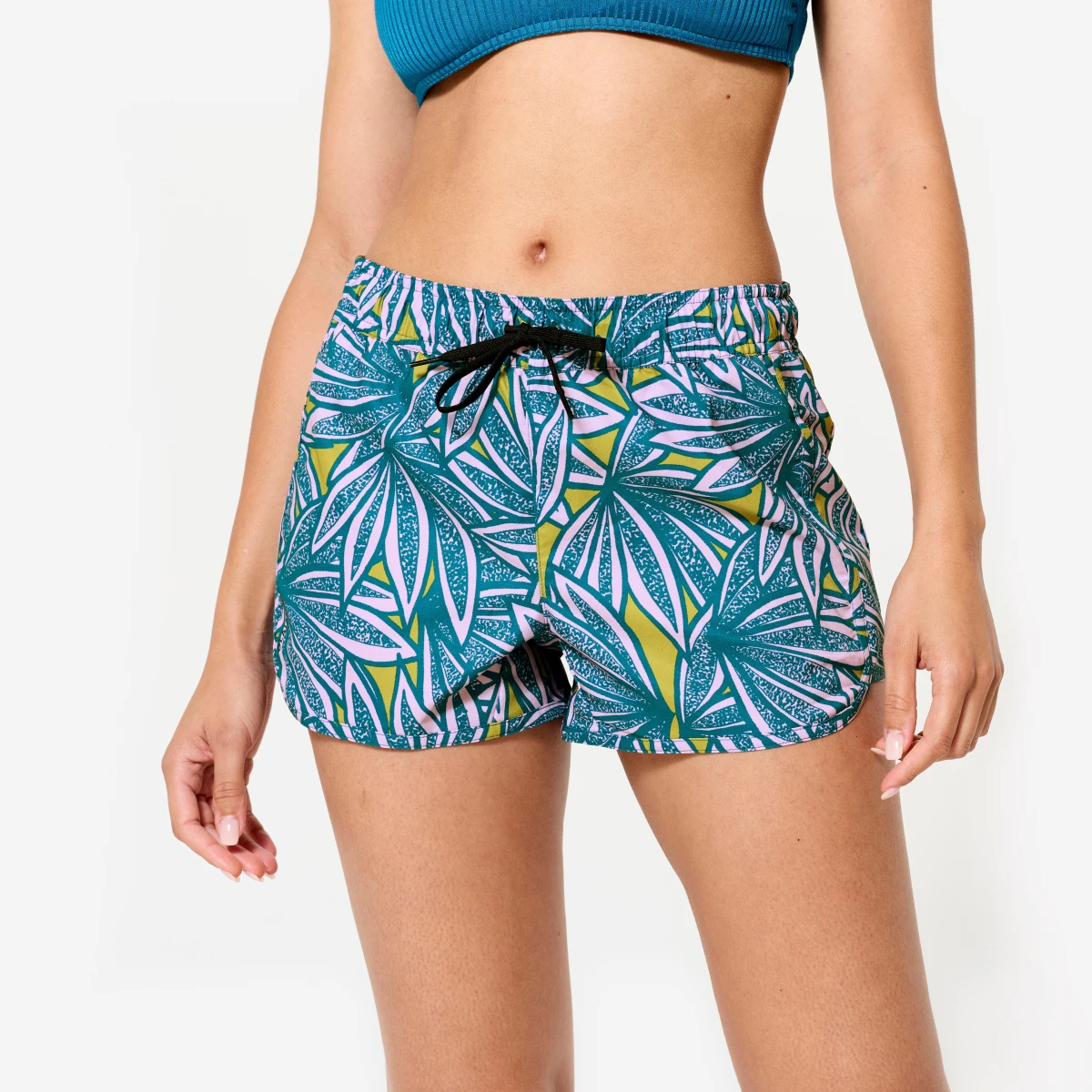 DECATHLON Šortkové plavky Tini Flow fialovo-modré S · záber 1