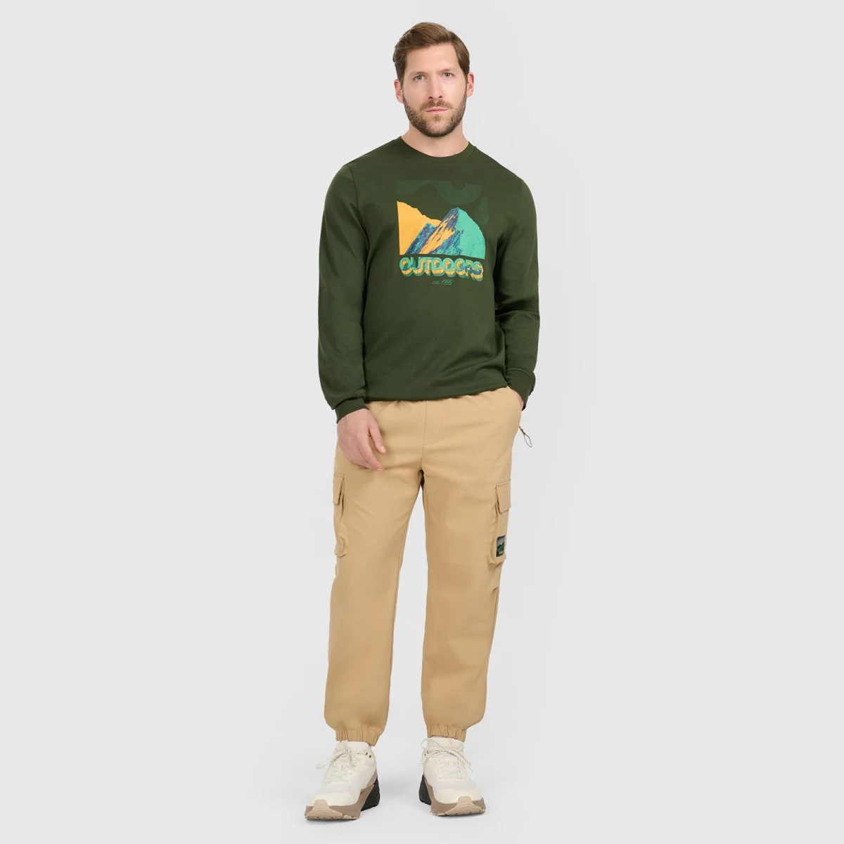 Casual cargo kalhoty pánské - béžové · záber 1