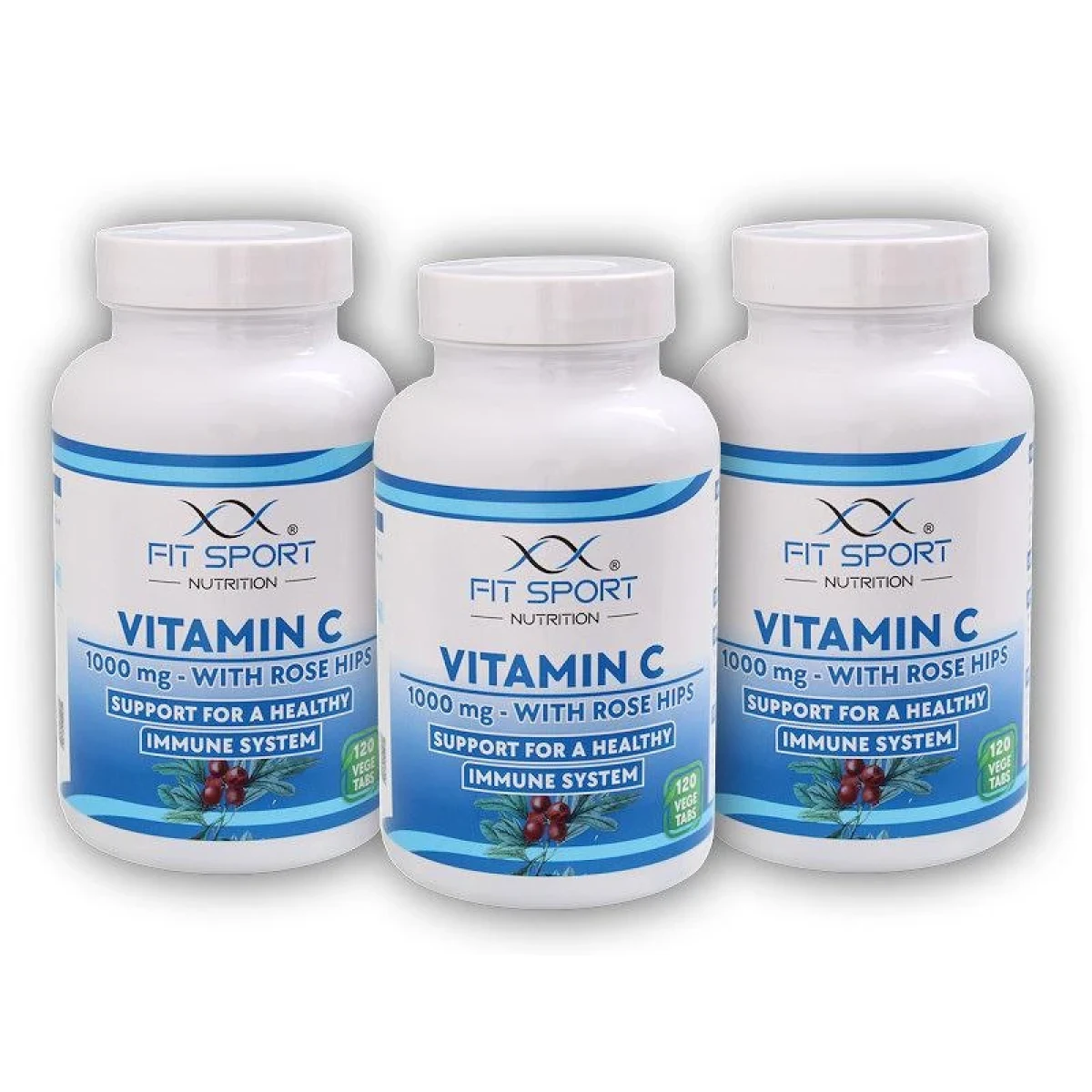 FitSport Nutrition 3x Vitamin C 1000mg with Rose Hips 120 vege tablet · záber 1
