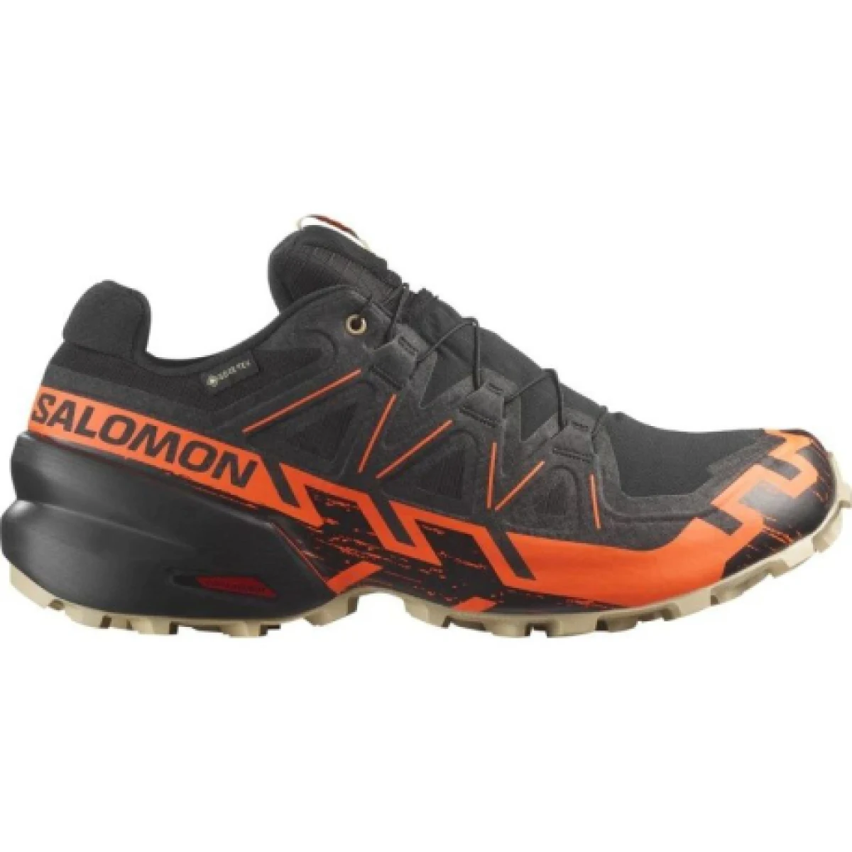 Pánska bežecká trailová obuv SALOMON Speedcross 6 GTX M black shocking orange white · záber 1