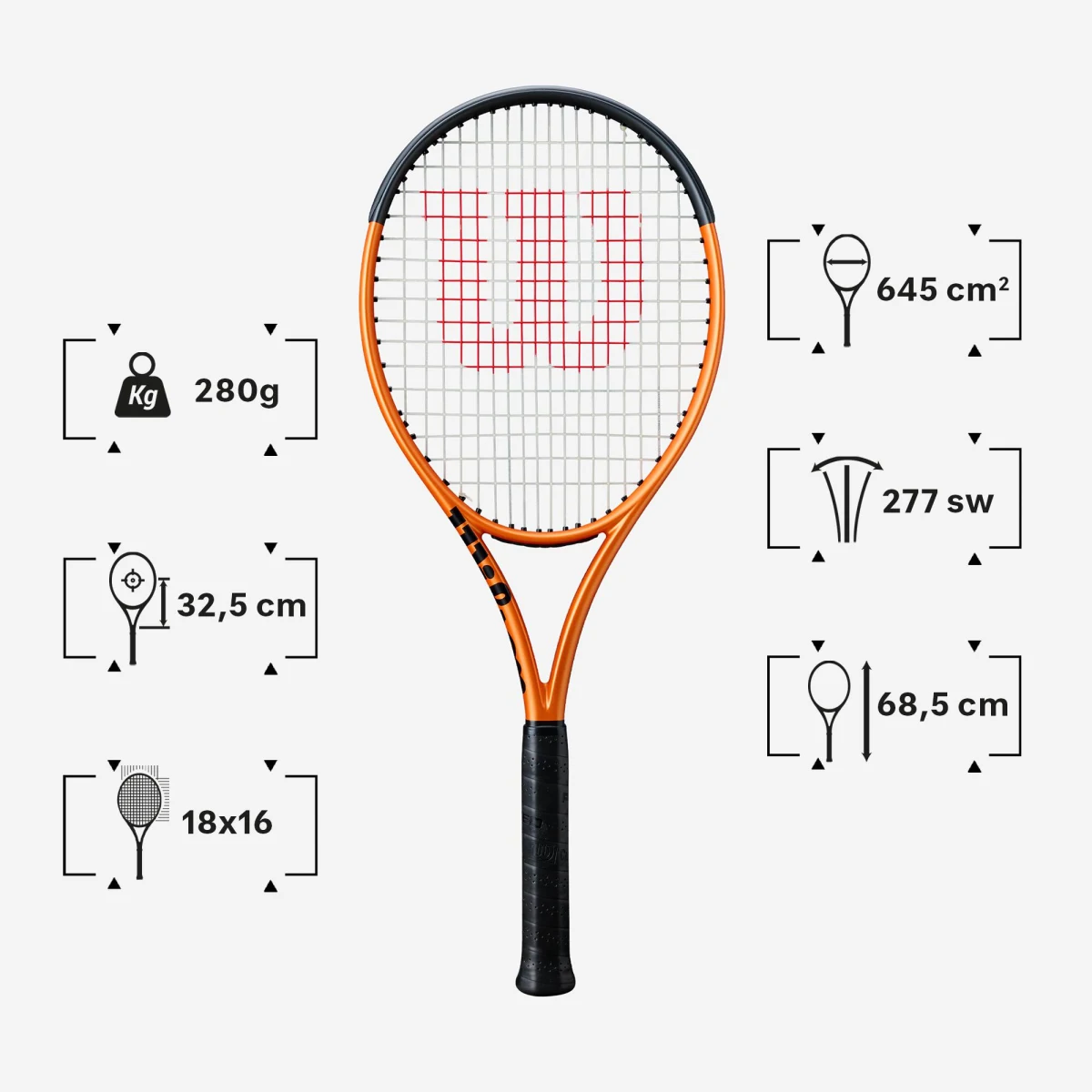 WILSON WILSON Burn 100LS V6.0 tenisová raketa 280 g oranžová GRIP 2 · záber 2