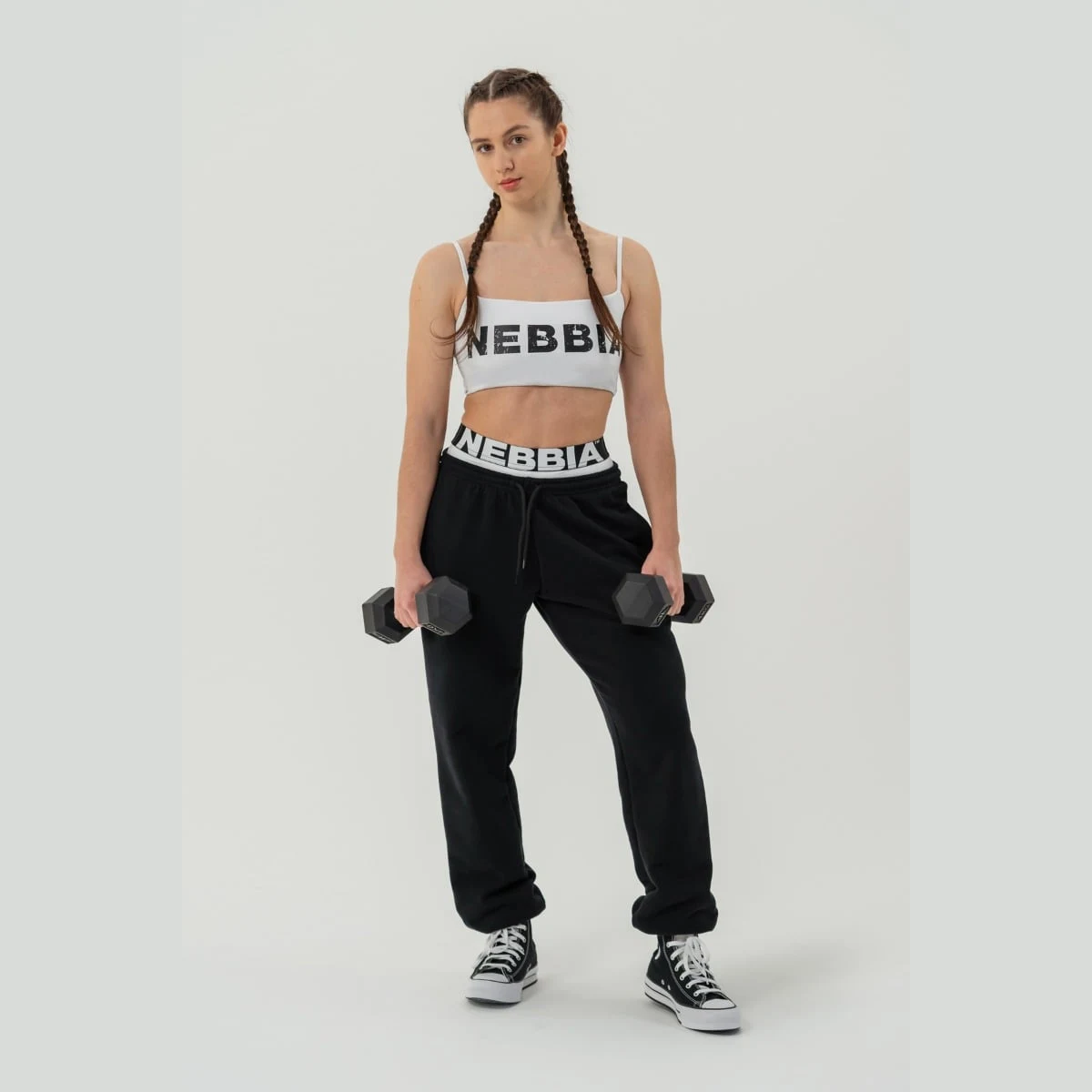 NEBBIA Bandeau sportovní podprsenka Back Check White · záber 3
