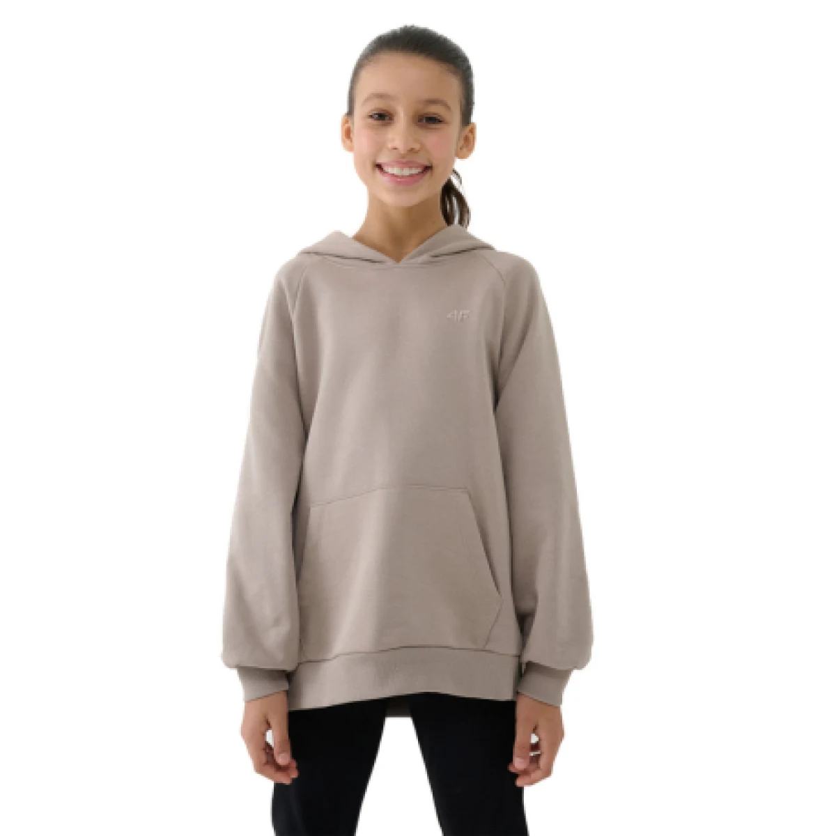 Dívčí mikina s kapucí 4F JUNIOR SWEATSHIRT-JWSS25TSWSF1478-83S-BEIGE · záber 1