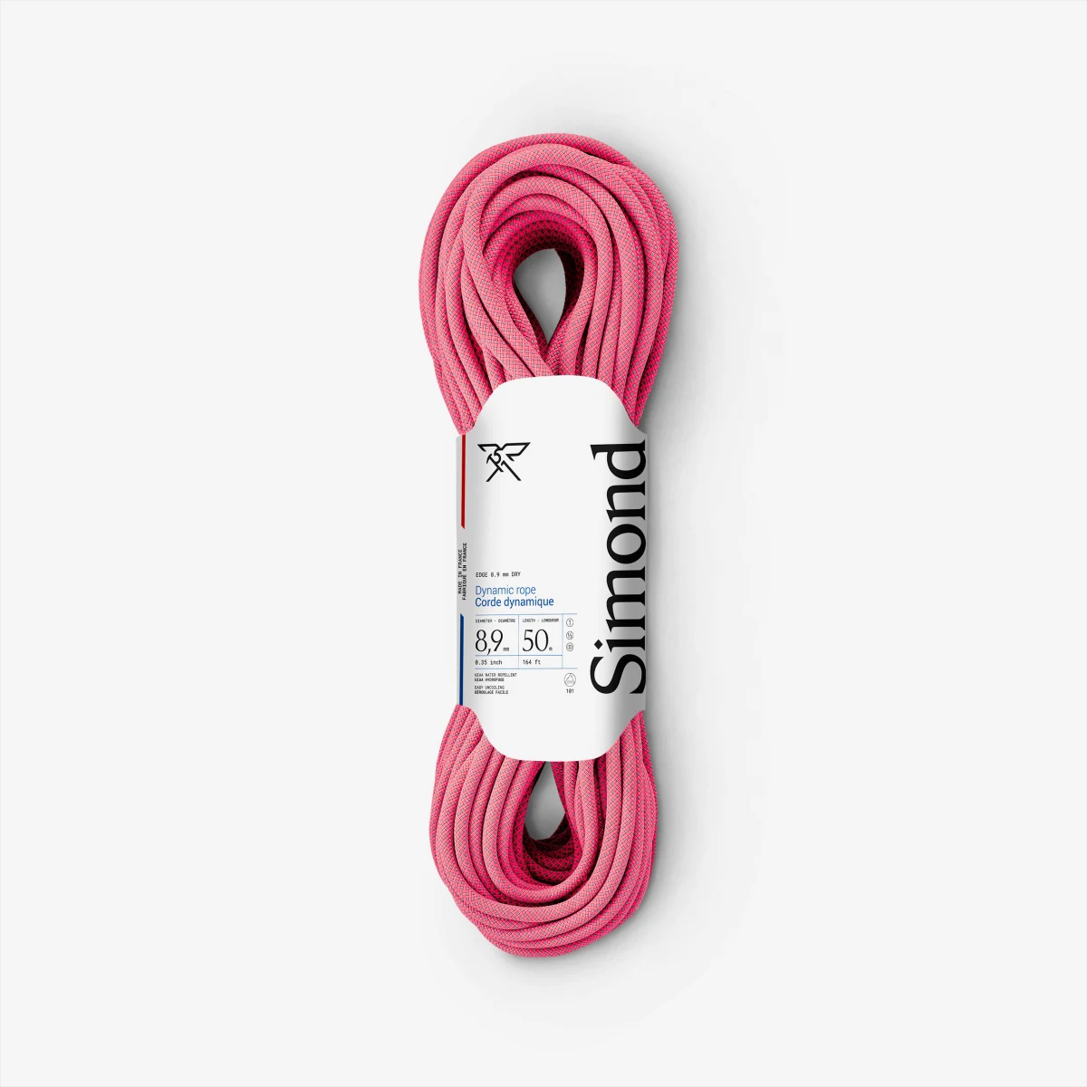 SIMOND Lano Edge Dry na lezenie a alpinizmus trojitá norma 8,9 mm × 50 m ružové . · záber 1