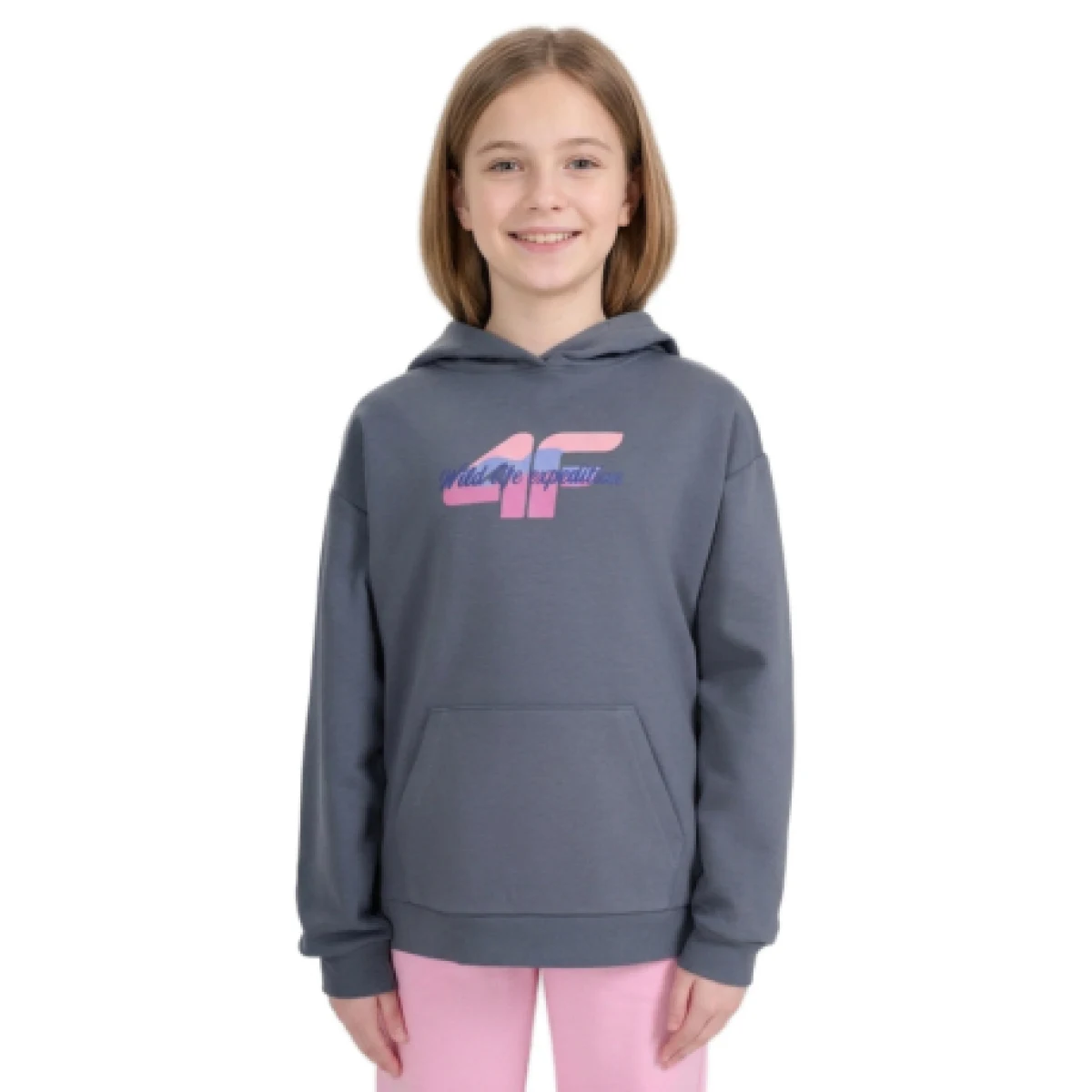 Dievčenská mikina s kapucňou 4F JUNIOR SWEATSHIRT F2270-22S-ANTHRACITE · záber 1