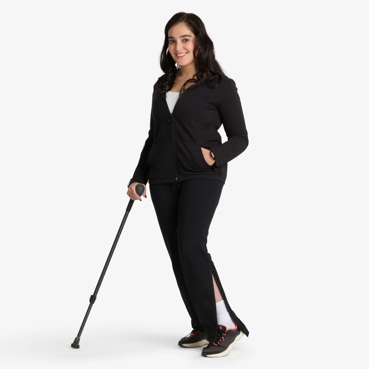 DECATHLON Dámske legíny s jednoduchým obliekaním čierne XS · záber 1