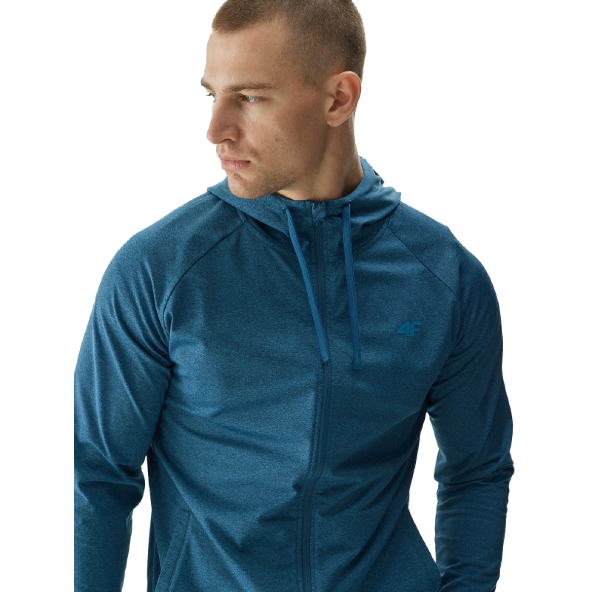 Pánská tréninková mikina se zipem 4F SWEATSHIRT FNK-WAW24TFSWM404-46M-TEAL MELANGE · záber 3