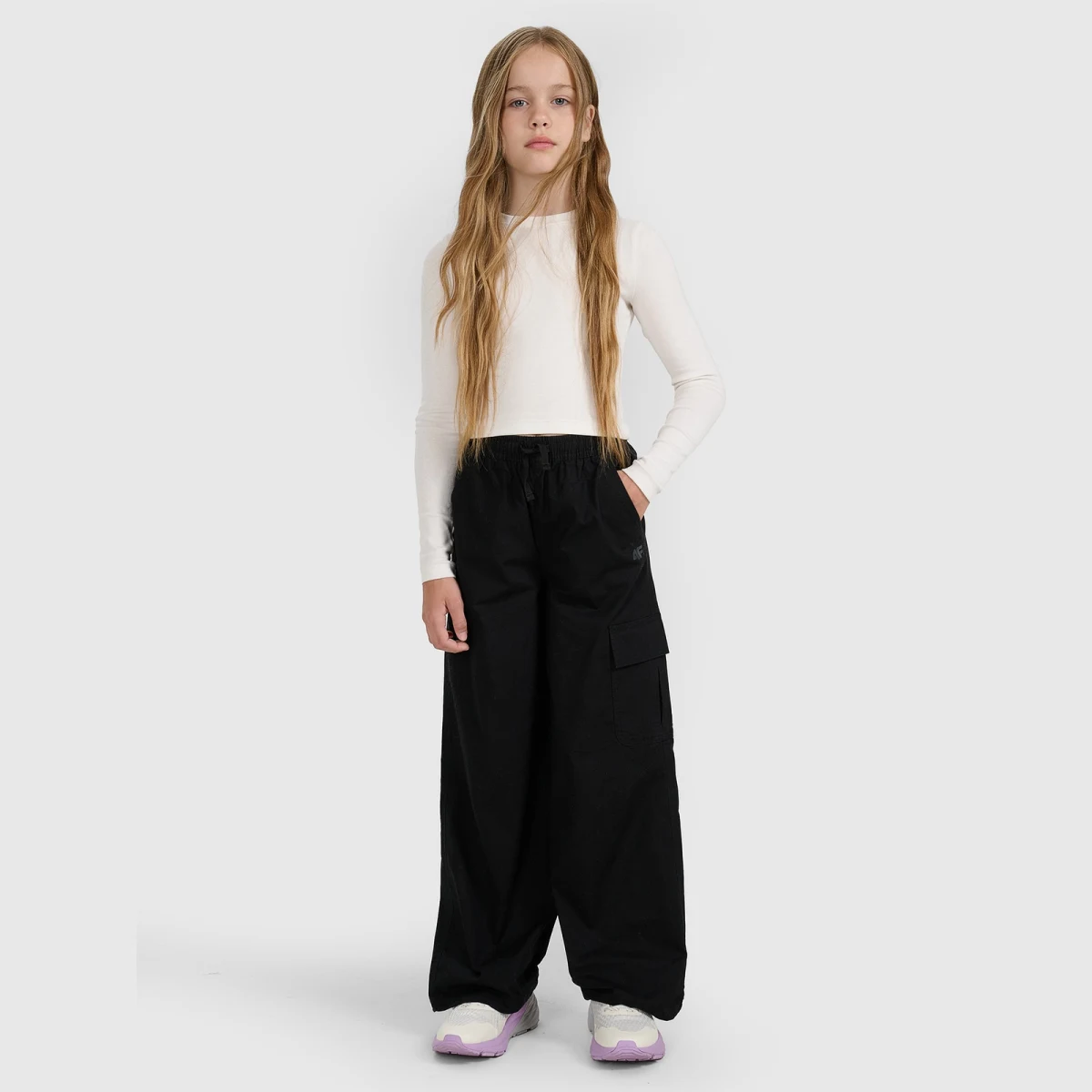Casual cargo kalhoty dívčí - černé · záber 1