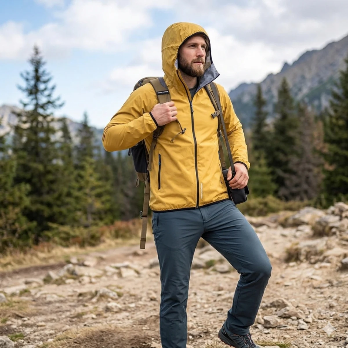 Pánska turistická bunda s kapucňou NORTHFINDER BENEDICTO-520mustard · záber 5