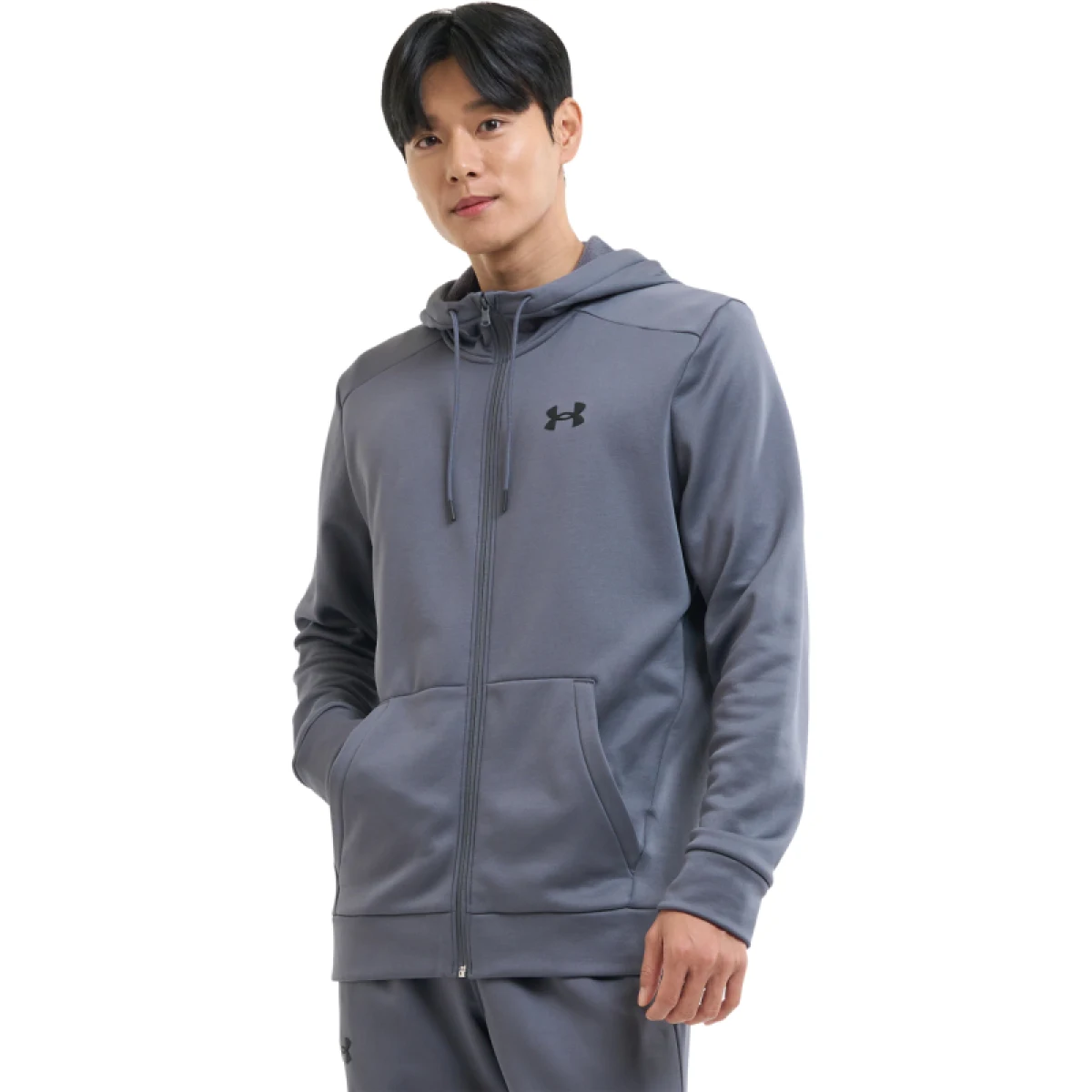 Pánská zateplená tréninková mikina se zipem UNDER ARMOUR UA Armour Fleece FZ Hoodie-GRY · záber 2