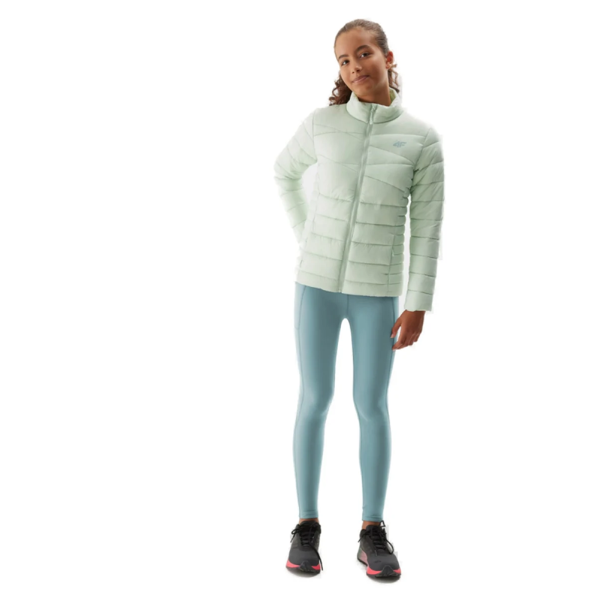 Dívčí bunda 4F JUNIOR DOWN JACKET-JAW23TDJAF219-42S-LIGHT GREEN · záber 5