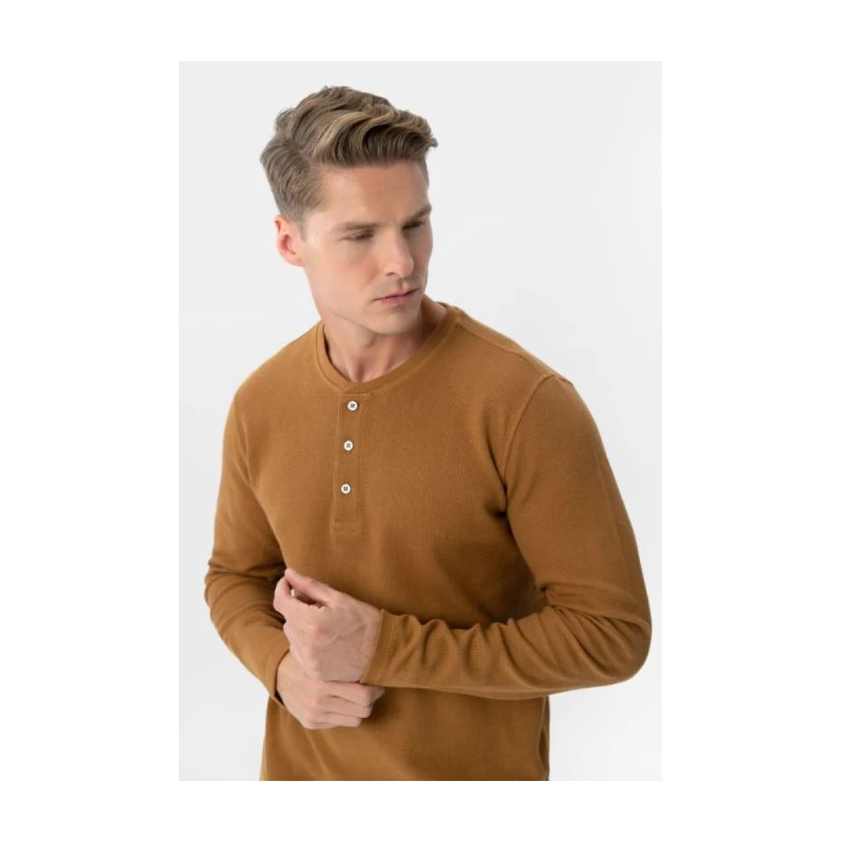 Pánske tričko s dlhým rukávom VOLCANO L-AZUX-102-BEIGE · záber 2