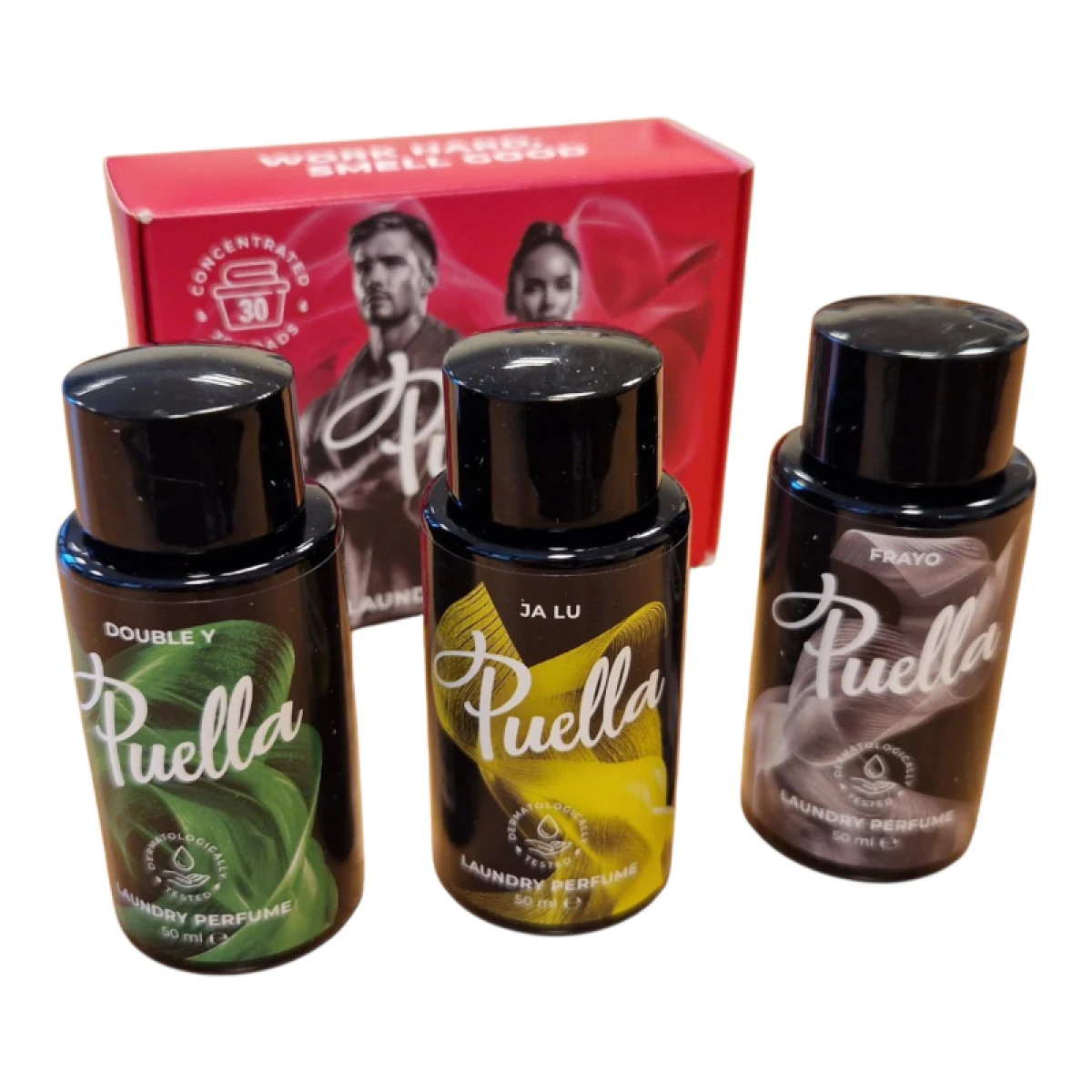 Set parfumov na pranie PUELLA Double Y Jalu Frayo laundry scent fragrance Set 3 x 50 ml · záber 2