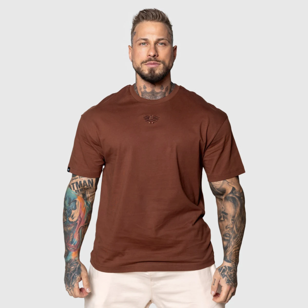 Oversized tričko Iron Aesthetics 3D, hnedé · záber 1