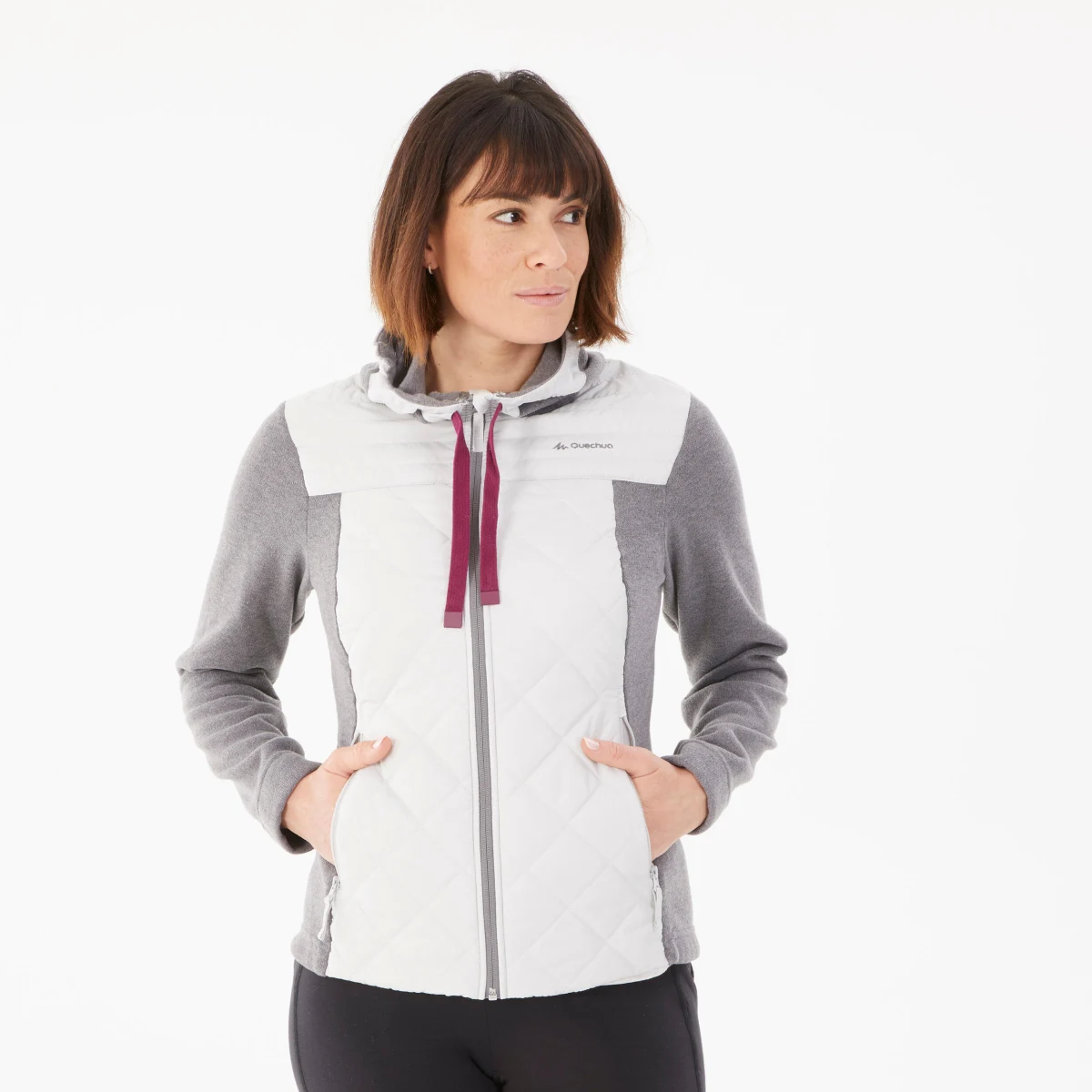 QUECHUA Dámska hybridná turistická mikina NH100 s kapucňou XL · záber 2