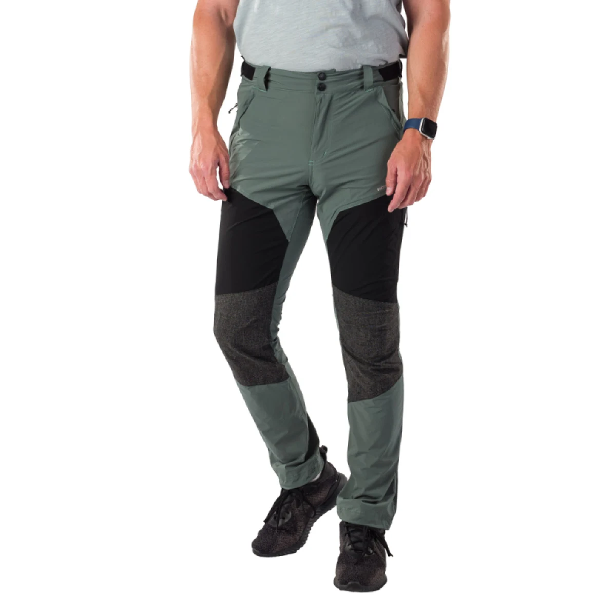 Pánske turistické nohavice NORTHFINDER SILVESTRE-680greengreyblack · záber 2