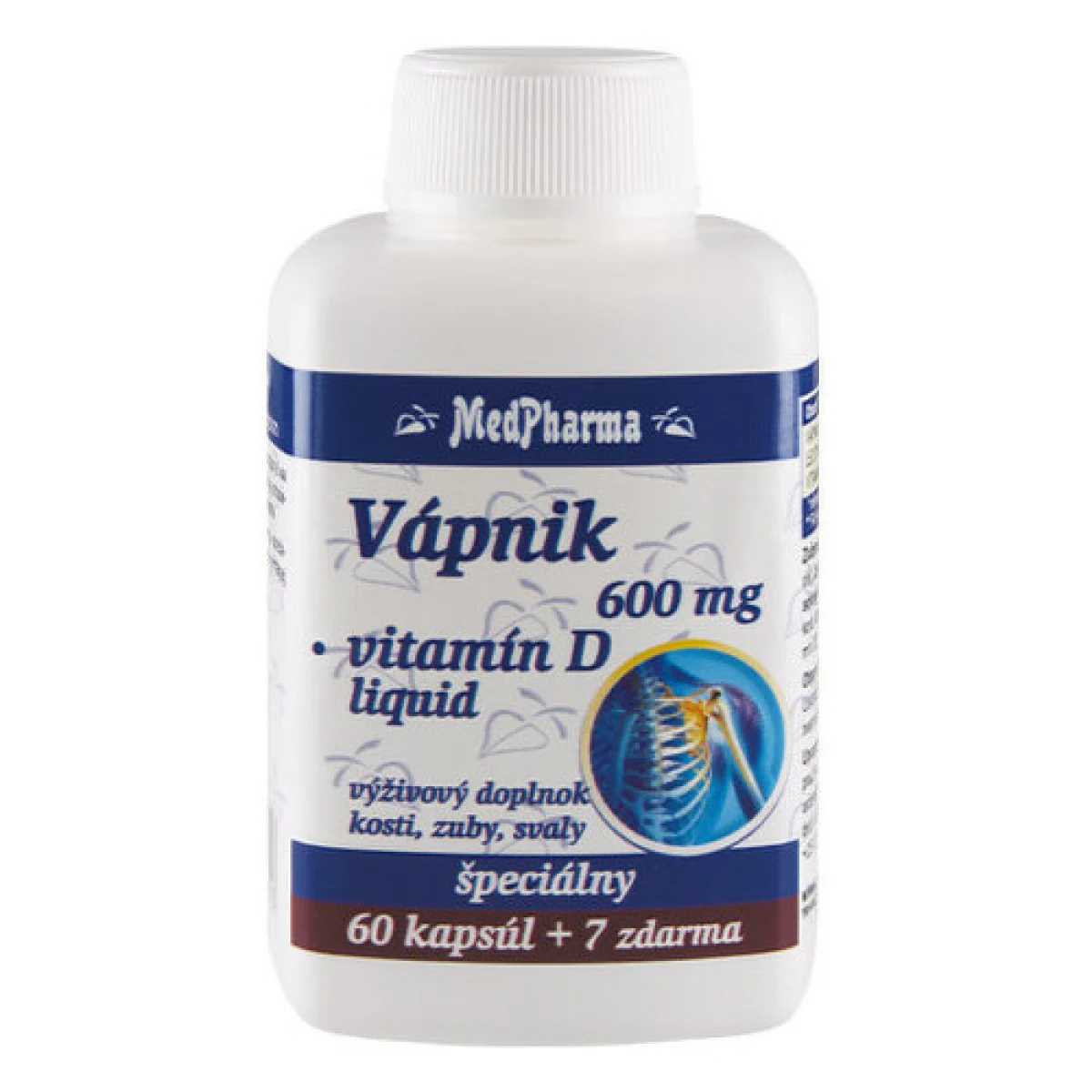 MEDPHARMA Vápnik 600 mg + vitamín D liquid 60 + 7 tabliet ZADARMO · záber 1