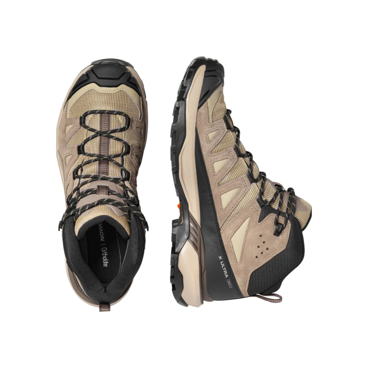 Pánska členková turistická obuv SALOMON X Ultra 360 Leather Mid GTX M desert tan walnut earth brown · záber 4