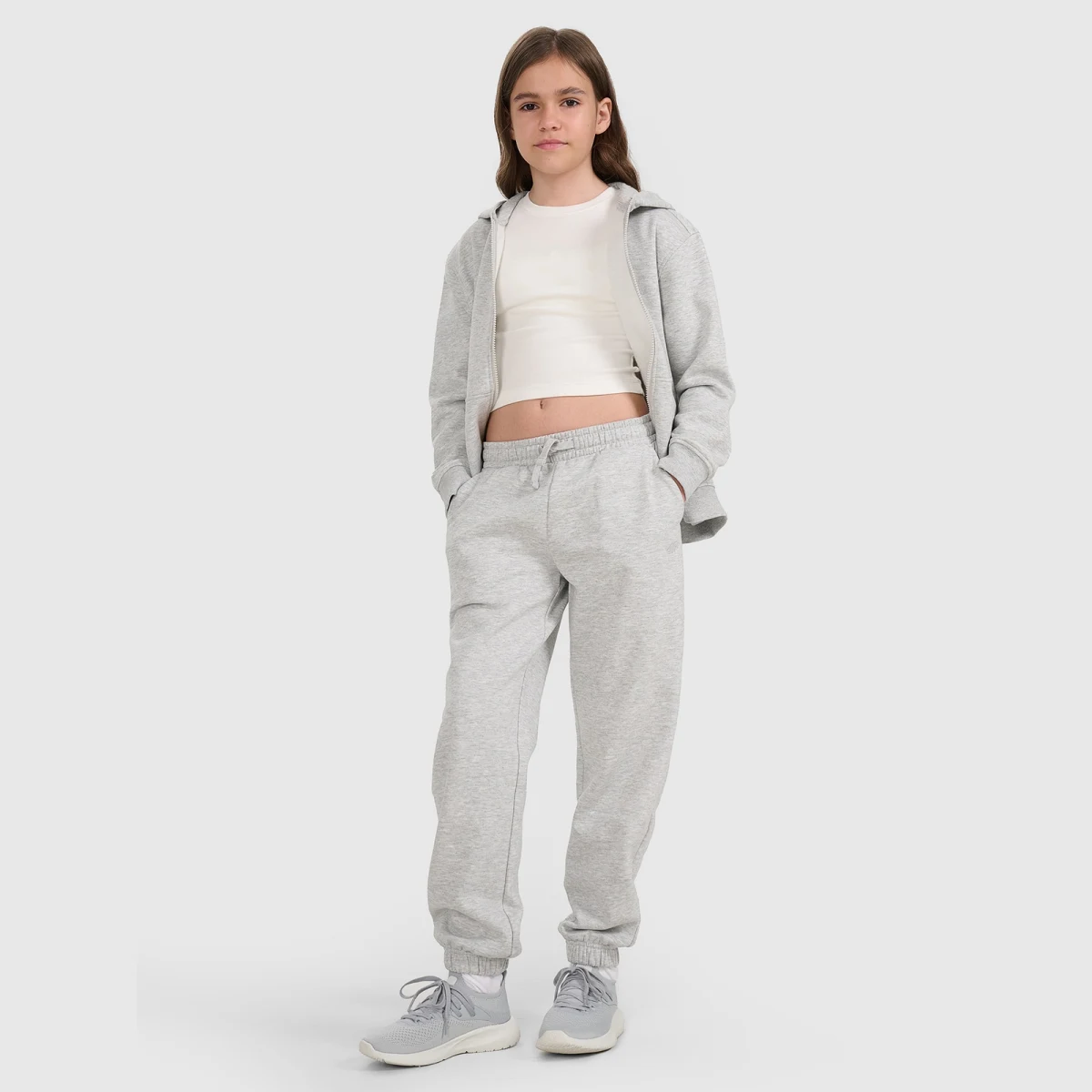 Dívčí teplákové jogger kalhoty - šedé · záber 1