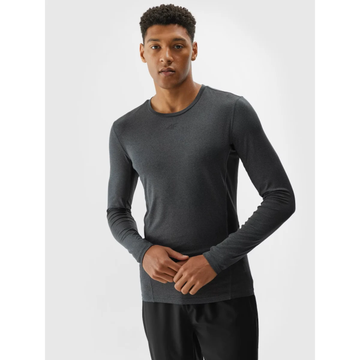 Pánské tréninkové tričko s dlouhým rukávem 4F LONGSLEEVE FNK-WAW24TFLOM273-22M-ANTHRACITE MELANGE · záber 2