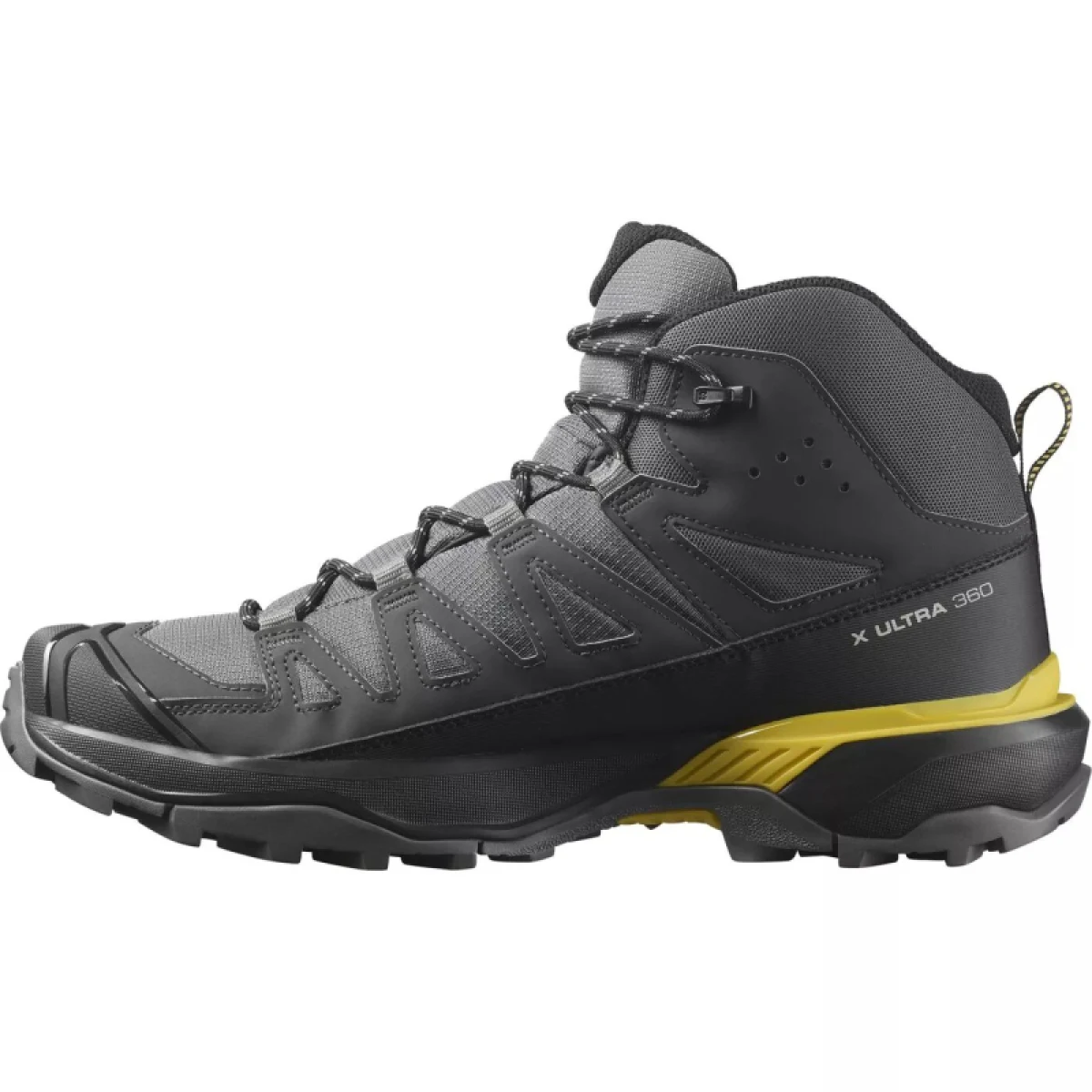 Pánska členková turistická obuv SALOMON X Ultra 360 Mid GTX M castlerock black spicy mustard · záber 2