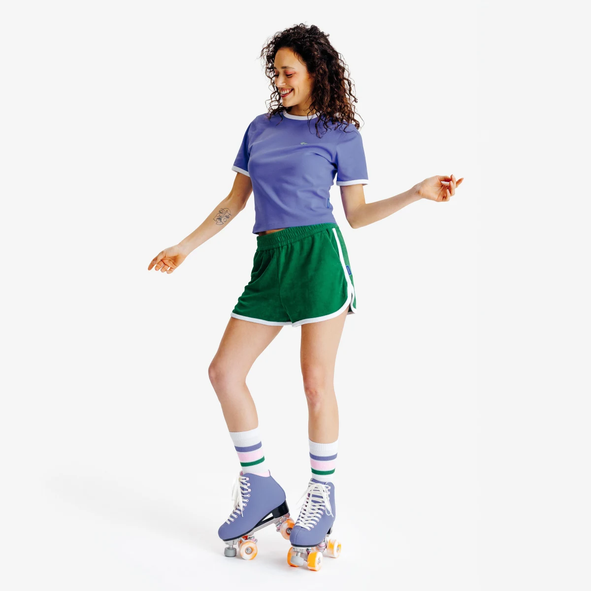 DECATHLON Dvojradové korčule QUAD Dancing D500 Yestalgia fialové 37 · záber 2