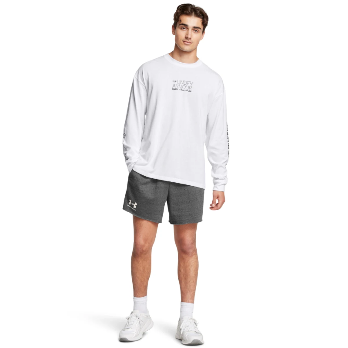 Pánské teplákové kraťasy UNDER ARMOUR UA Rival Terry 6in Short-GRY · záber 4