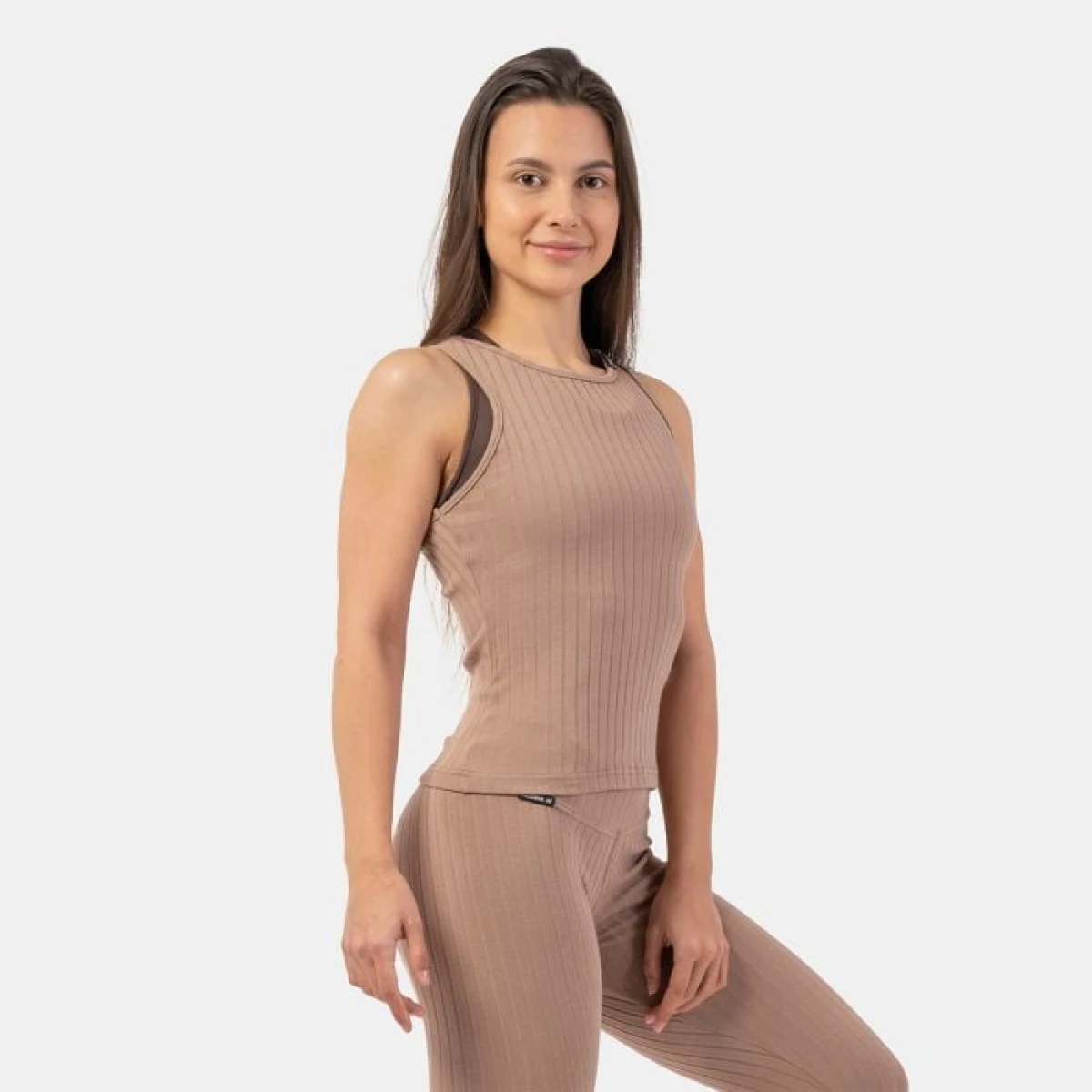 NEBBIA Dámske tielko Tank Top Ribbed Organic Cotton Brown XS · záber 1