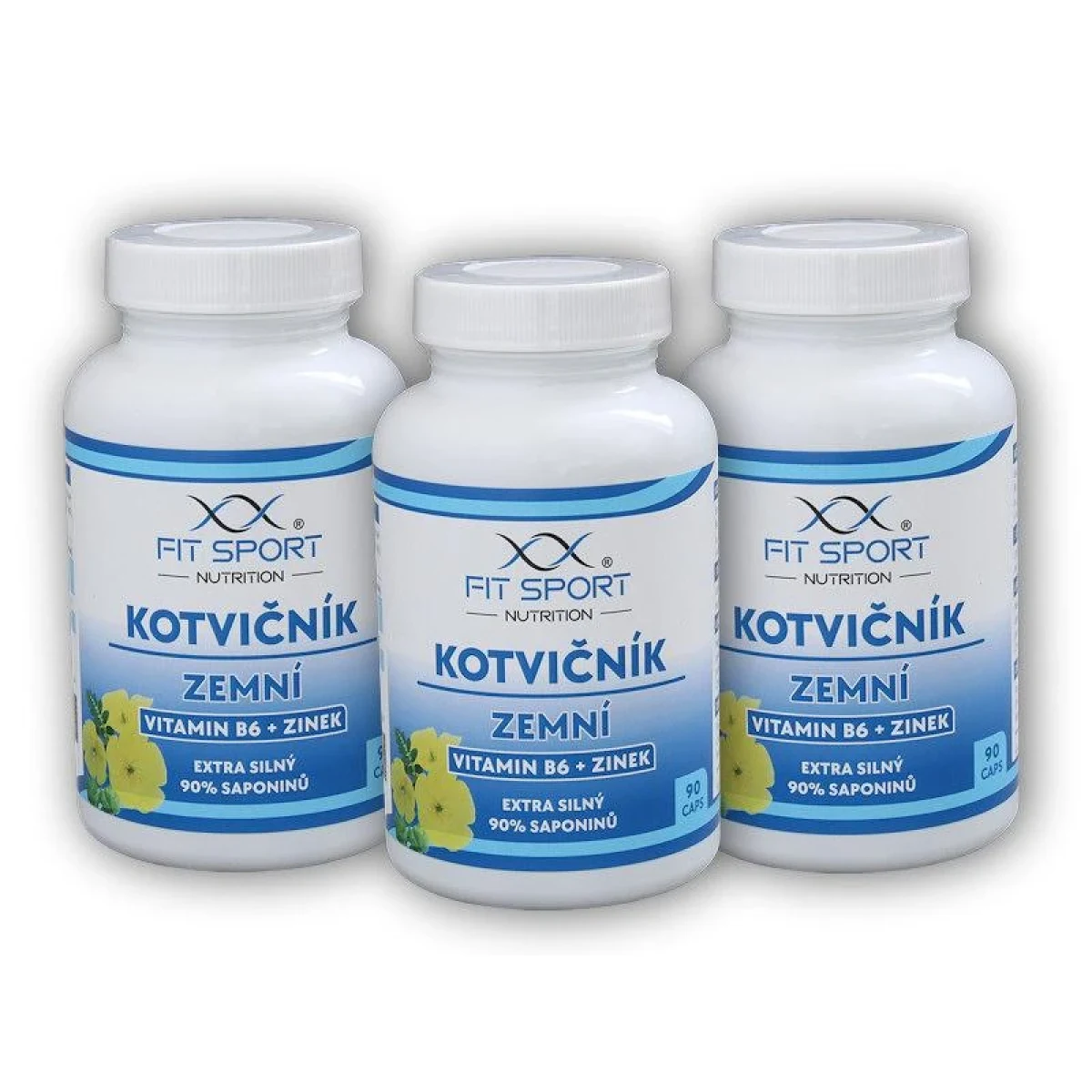 FitSport Nutrition 3x Kotvičník zemní 90% + Vitamin B6 + Zinek 90 kapslí · záber 1