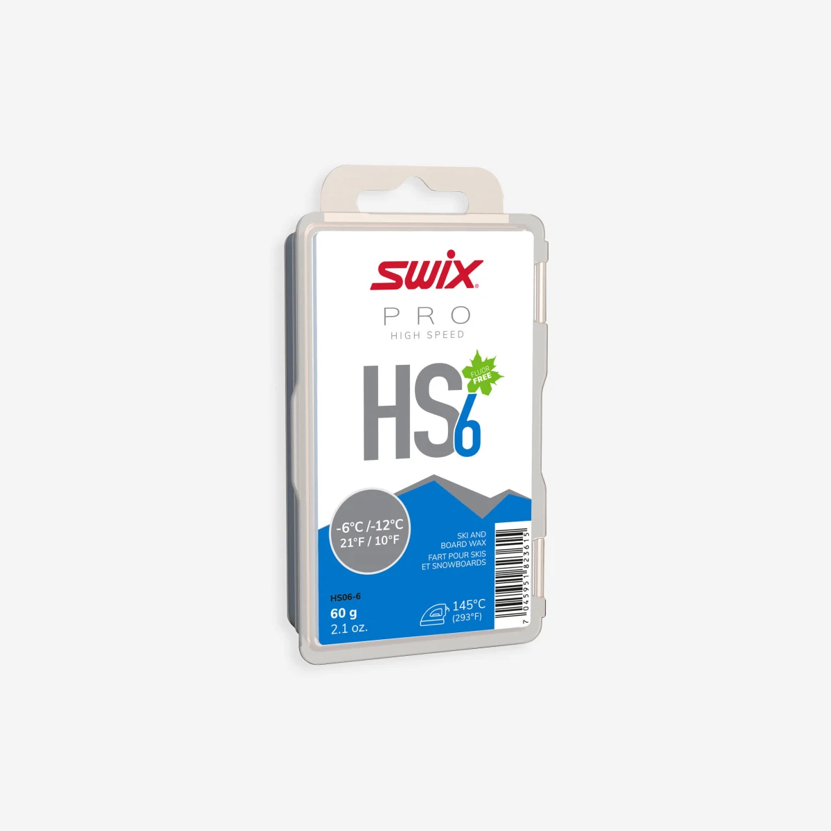SWIX Vosk HS6 Blue na voskovanie za tepla -6 °C/-12 °C hmotnosť 60 g 60 g · záber 1
