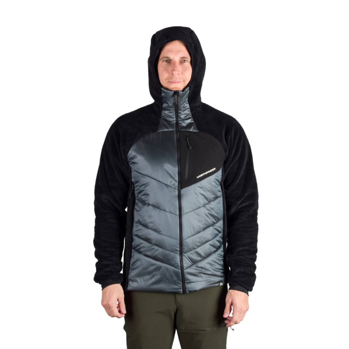 Pánská zateplená turistická mikina se zipem NORTHFINDER EMERYTH-811darkblueblack · záber 3