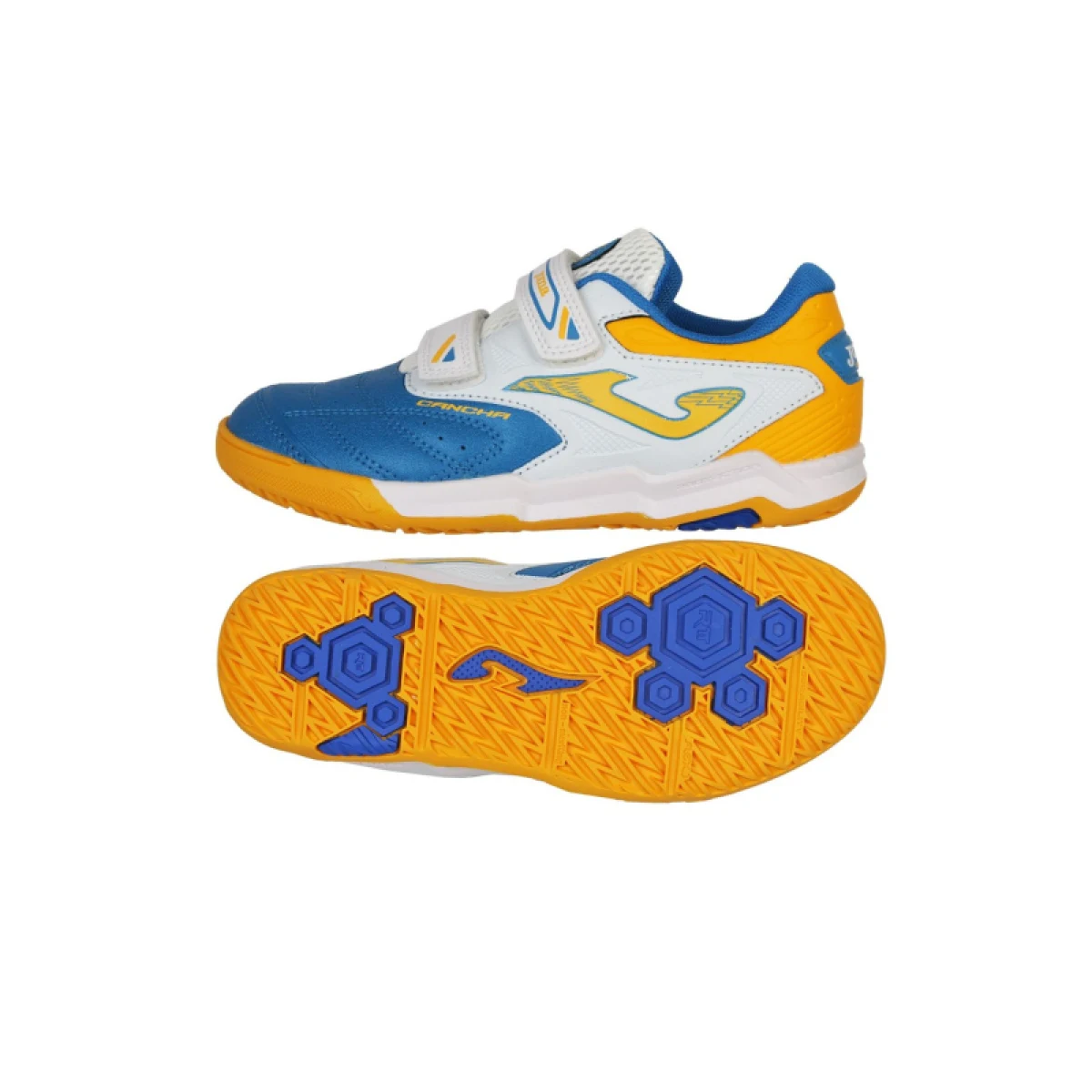 Chlapčenské futbalové kopačky halové JOMA Cancha 2604 K IC royal blue white - Farba: biela · záber 3