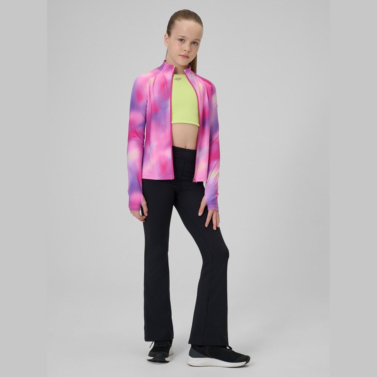 Športová SLIM mikina bez kapucne dievčenská - multicolor · záber 2