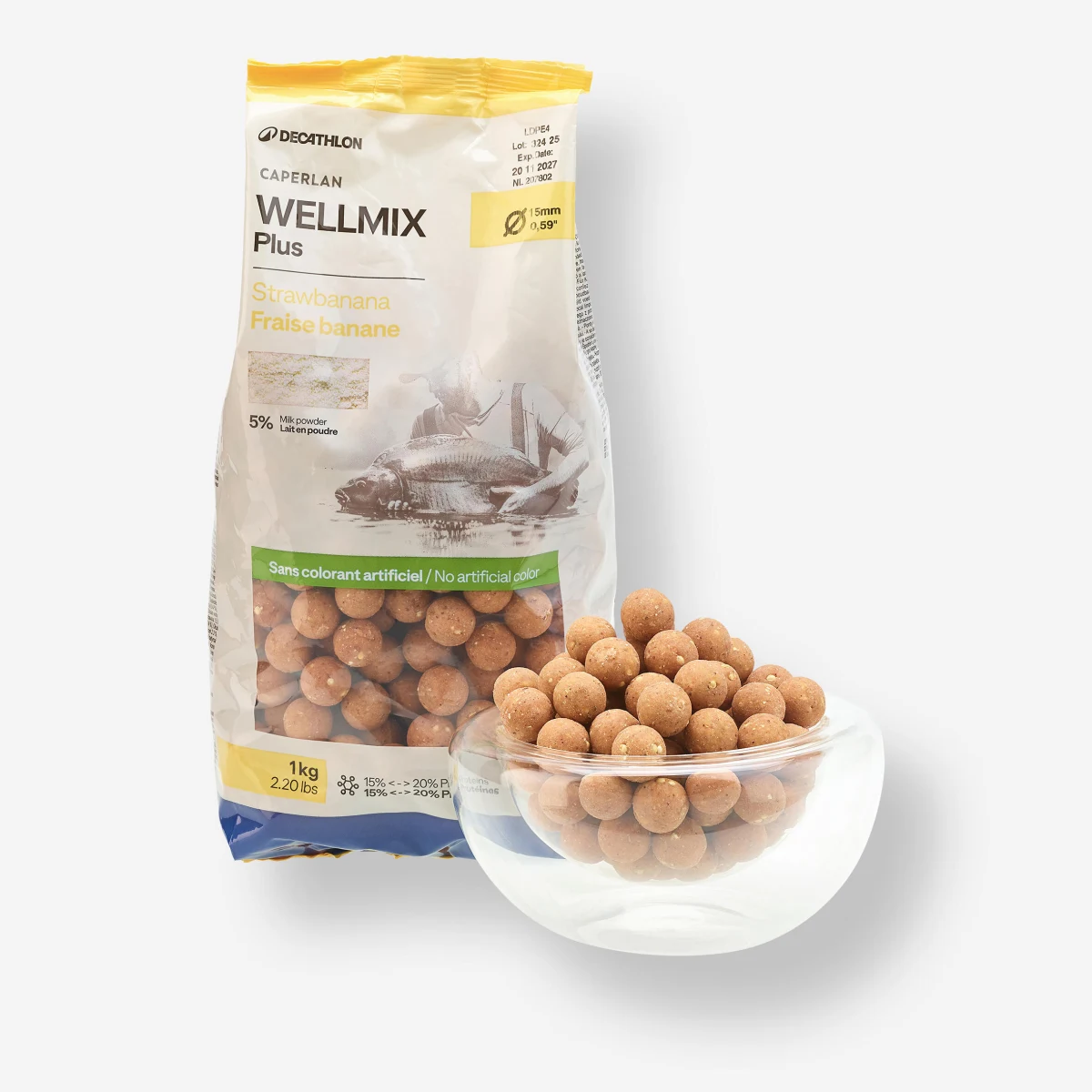 CAPERLAN Boilies na lov kapra Wellmix Plus 15mm/1kg Strawbanana bez · záber 1