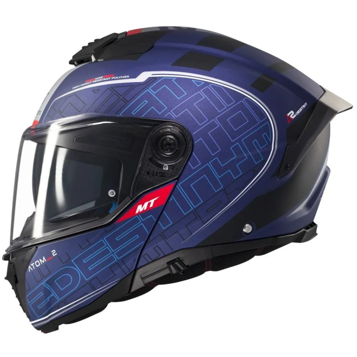 MT Helmets Atom 2 SV Destiny matná modro-černá - Velikost: 57-58 | Barva: Čierna · záber 1