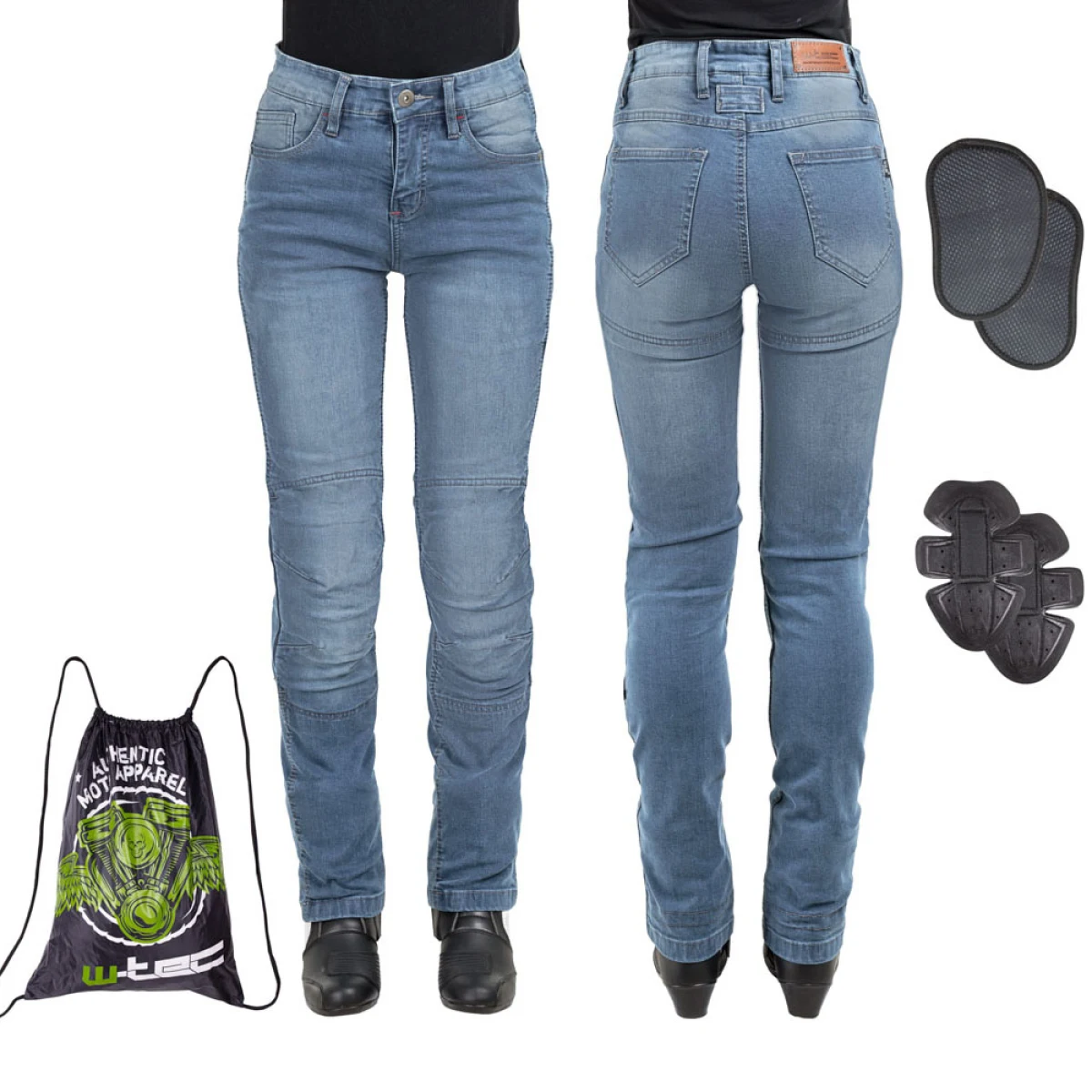 Dámske moto jeansy W-TEC Lustipa Farba modrá, · záber 1