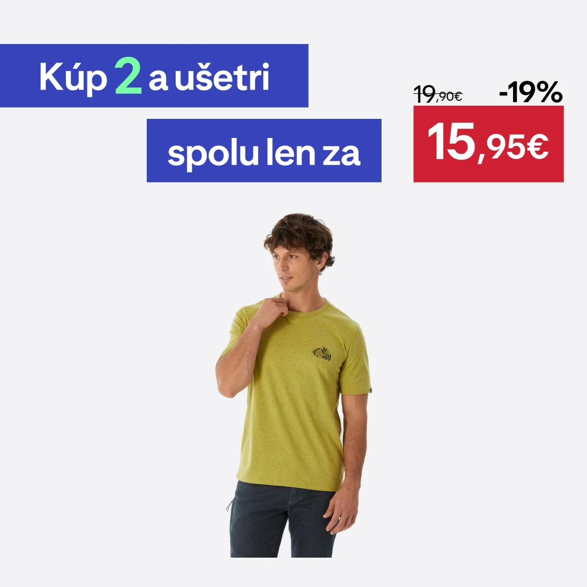 QUECHUA Pánske turistické tričko NH100 krátky rukáv kaki S · záber 1