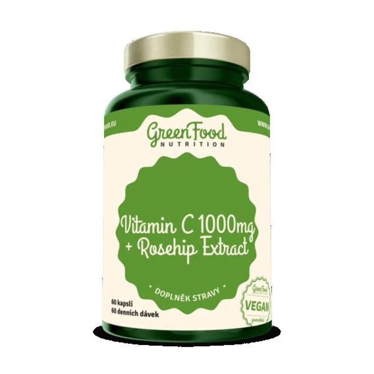 GreenFood Vitamin C 1000 + Extrakt ze šípků 60 kapslí · záber 1