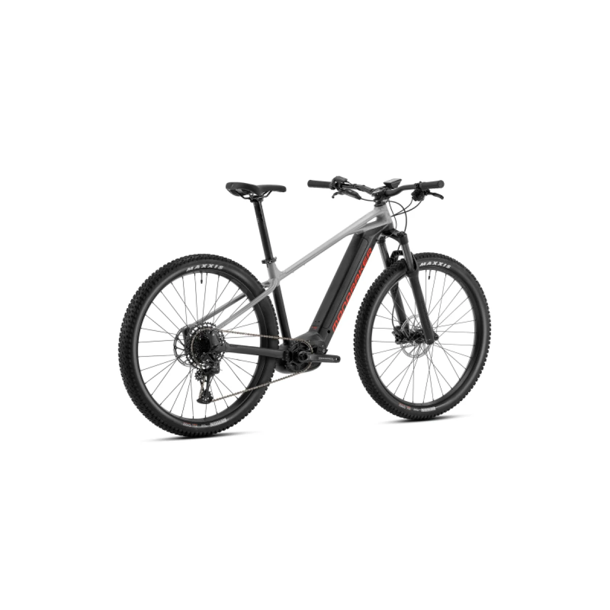 Horský elektrobicykel MONDRAKER Prime, black nimbus grey flame red · záber 3