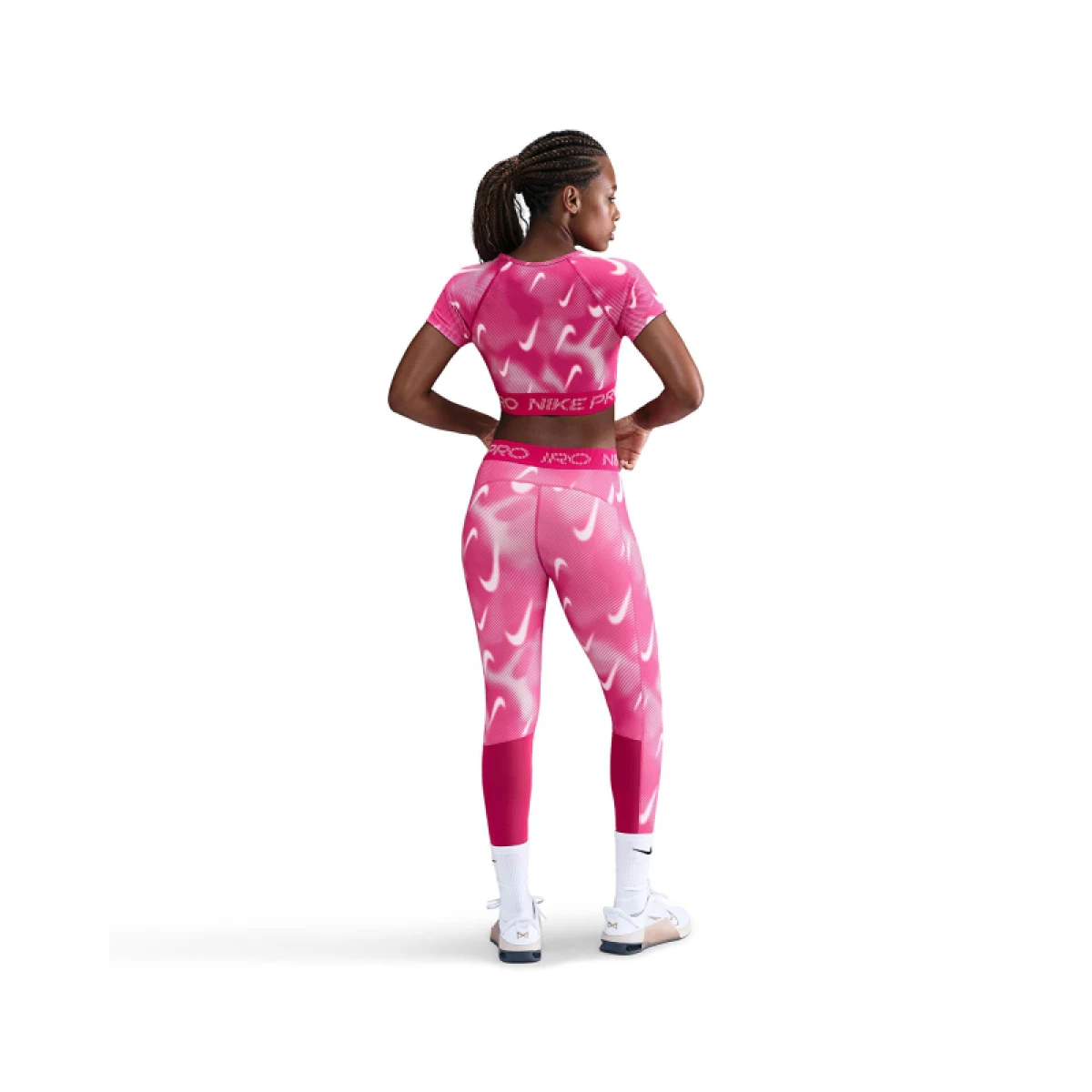 Dámske tréningové tričko s krátkym rukávom NIKE PRO W NP DF SS TOP TT AOP RUSH PINK PINK FOAM WHITE · záber 4