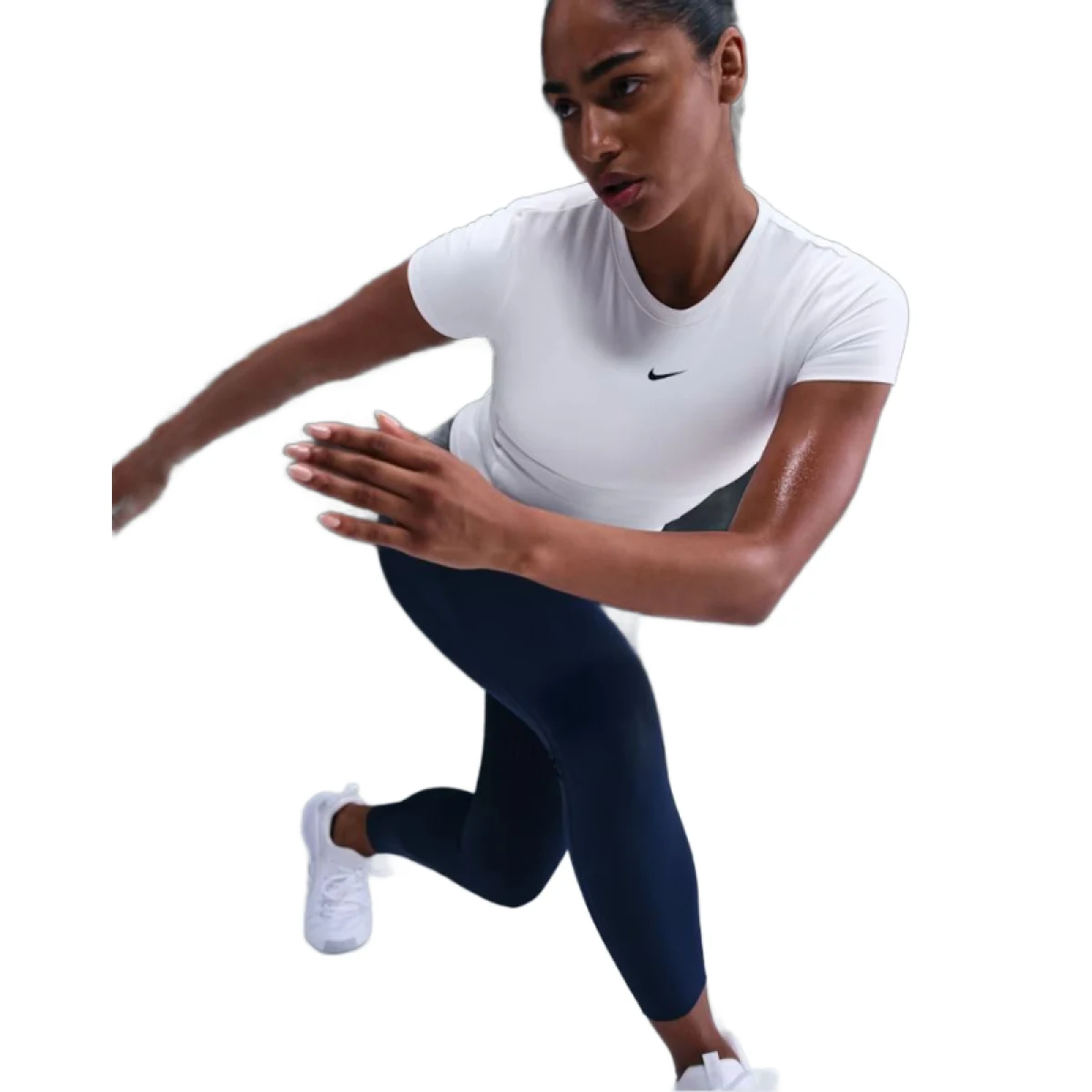 Női rövid ujjú edzőpóló NIKE W NK ONE FTTD SS TOP WHITE BLACK · záber 3