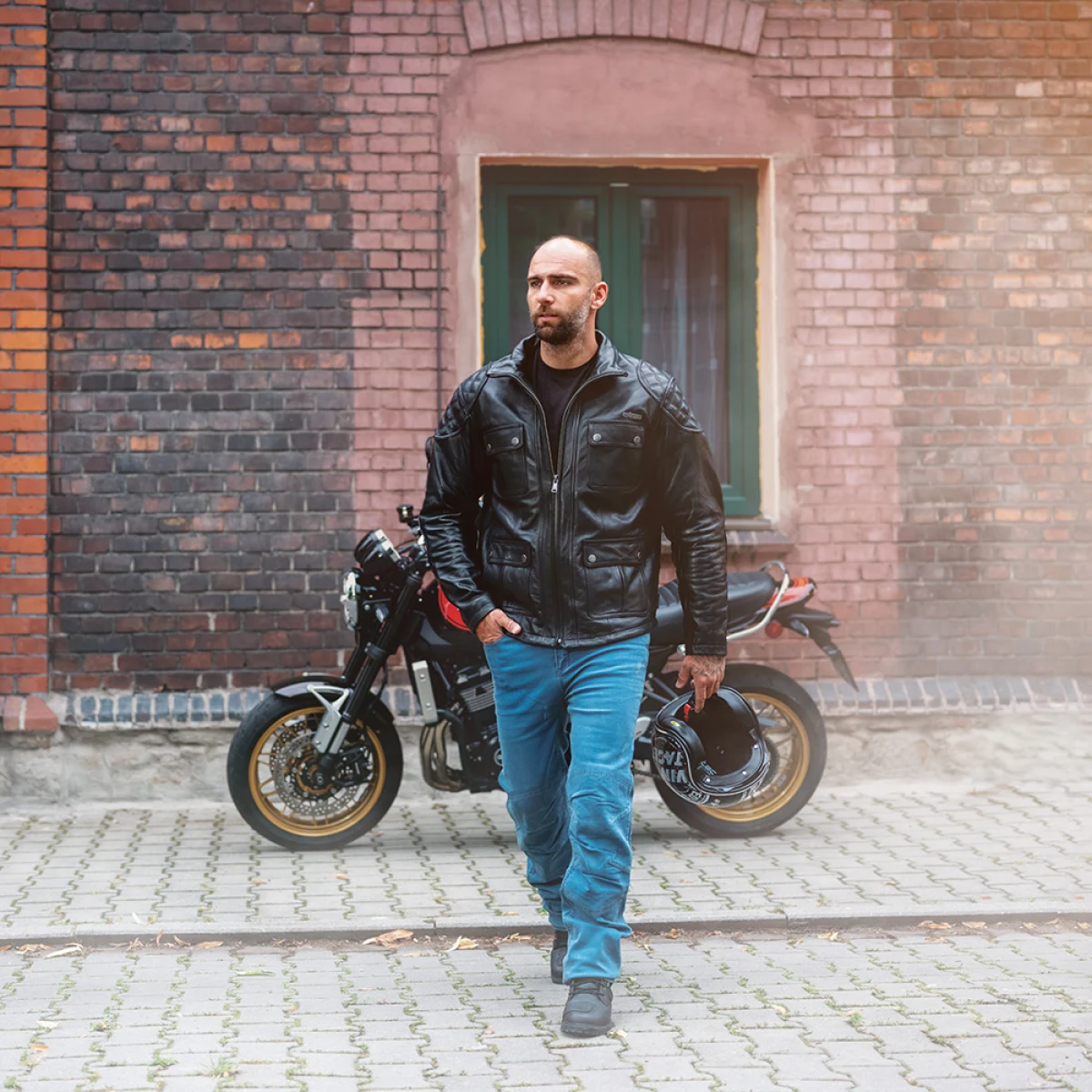 Kožená moto bunda W-TEC Valebravo Farba čierna, · záber 4
