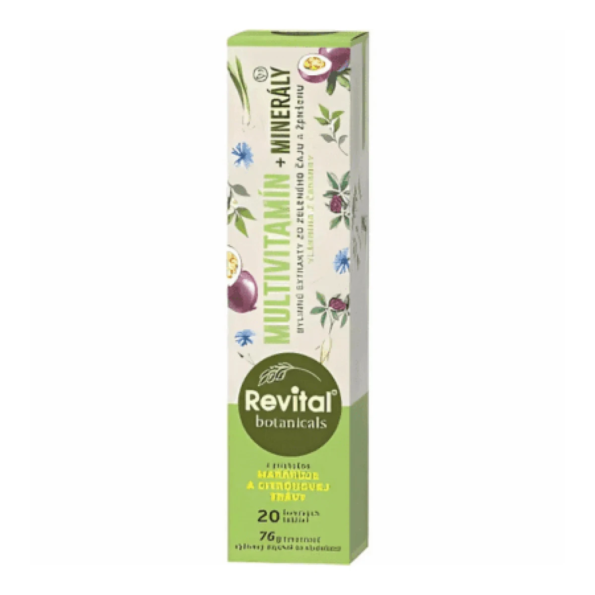 REVITAL Botanicals multivitamín + minerály marakuja a citrónová tráva 20 šumivých tabliet · záber 1