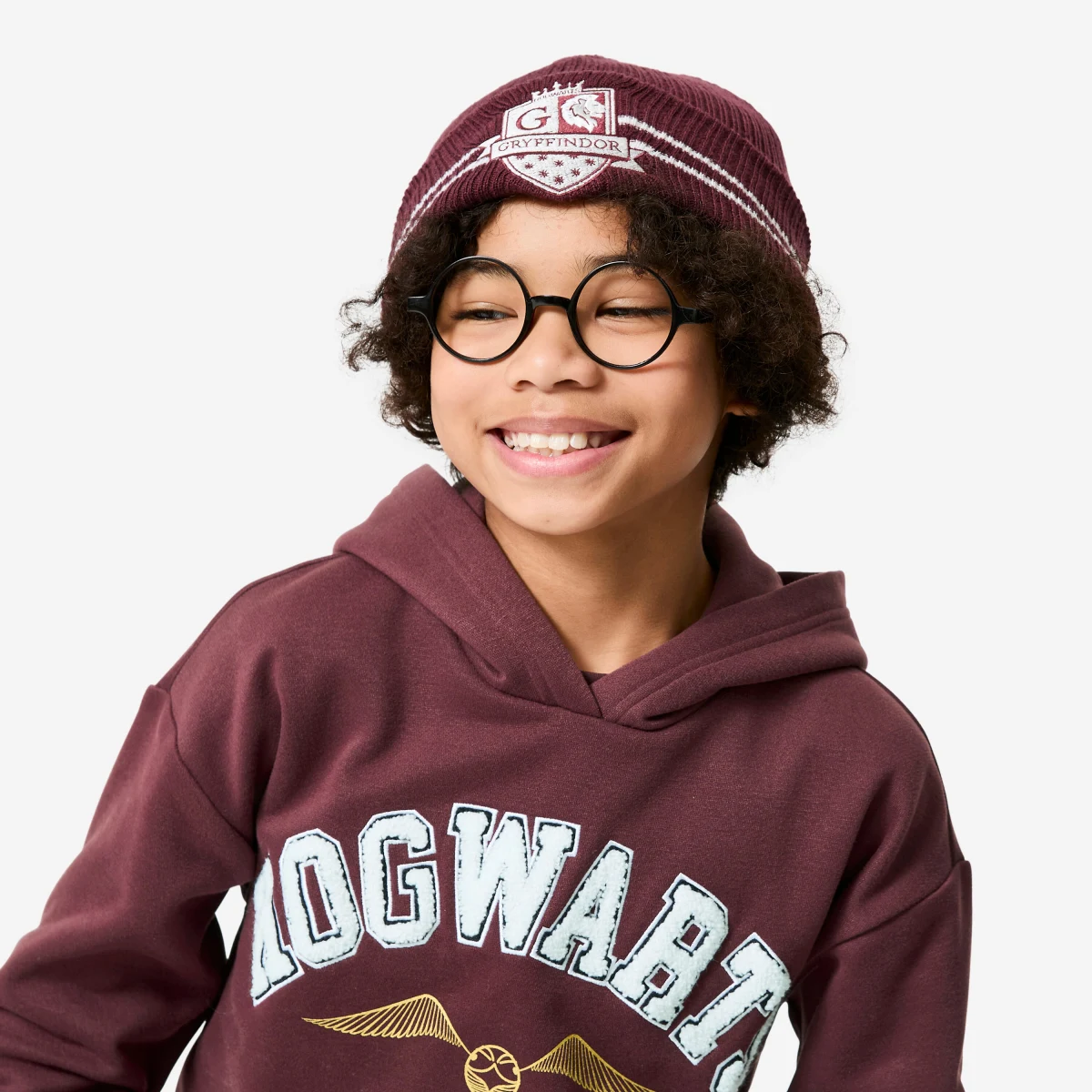DOMYOS Detská úpletová čiapka Harry Potter bordová bez · záber 2