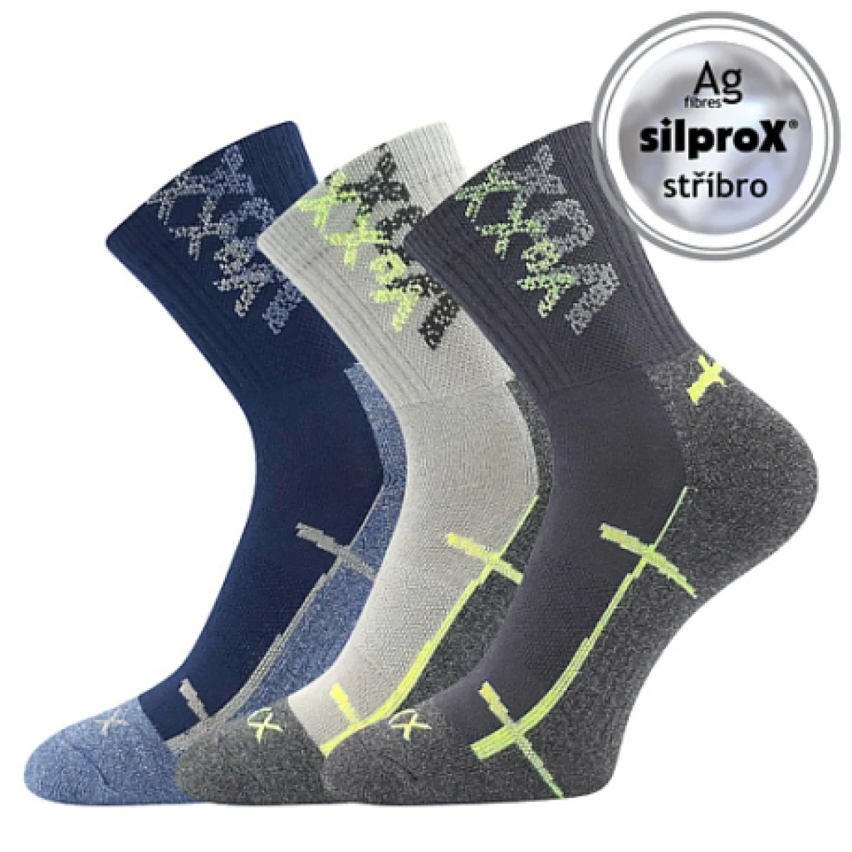 Chlapčenské turistické ponožky VOXX 3 PACK-Wallík-Grey Blue · záber 1