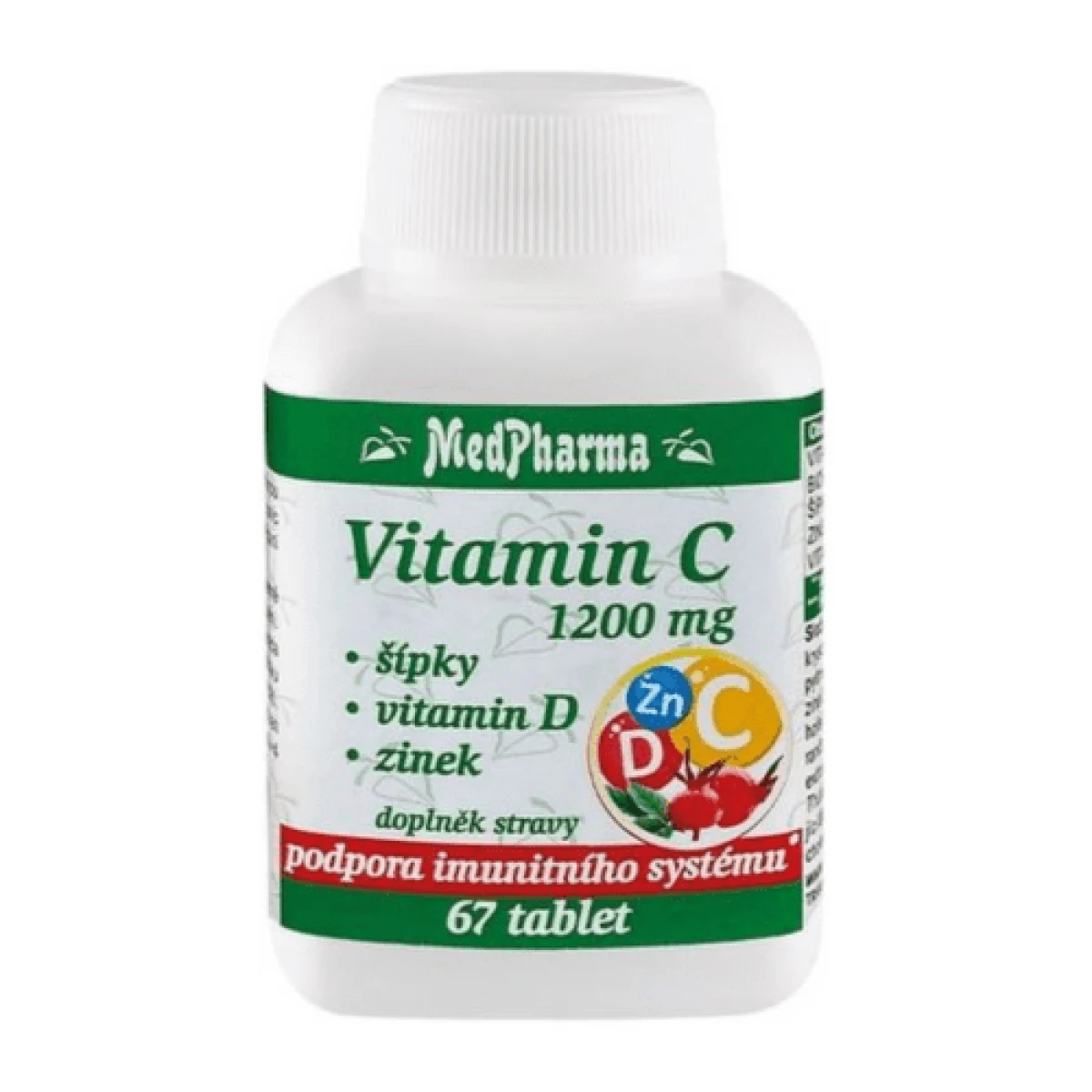 MEDPHARMA Vitamín C 1200 mg šípky vitamín D + zinok 67 tabliet · záber 1