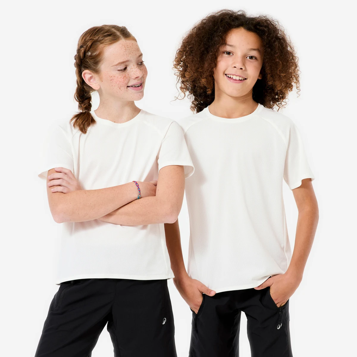 DECATHLON Detské športové syntetické tričko biele 5-6 r (113-122 cm) · záber 1