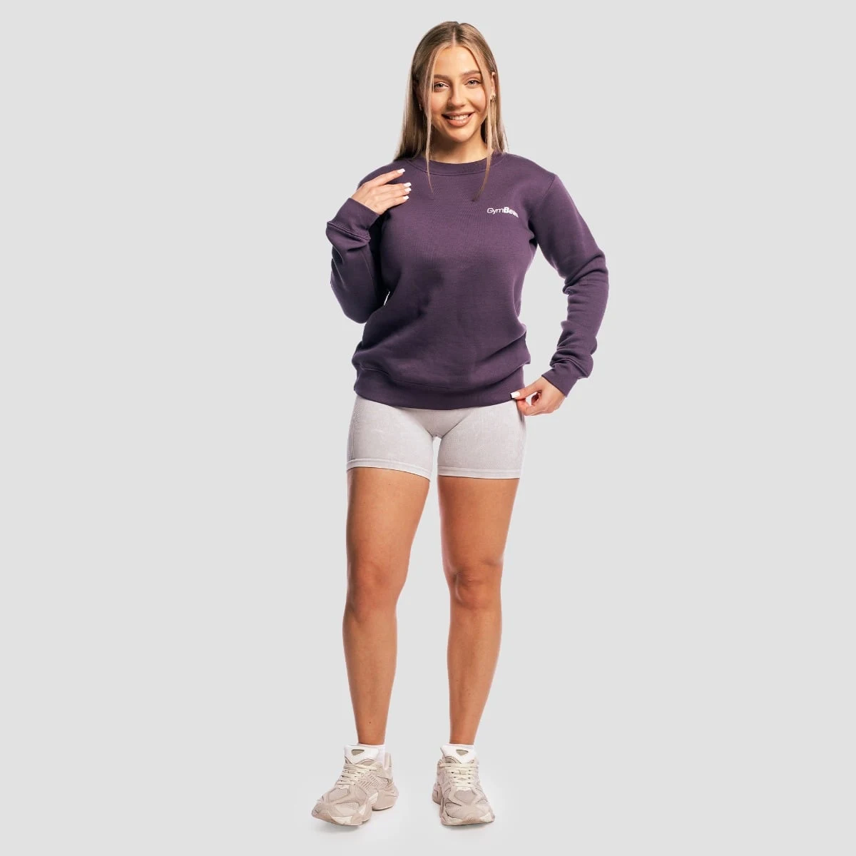 Gymbeam Dámská Mikina Basic Jumper Obsidian - Velikost: XS | Barva: Fialová | Hmotnost: 0,354 kg | Balení: 25 · záber 4